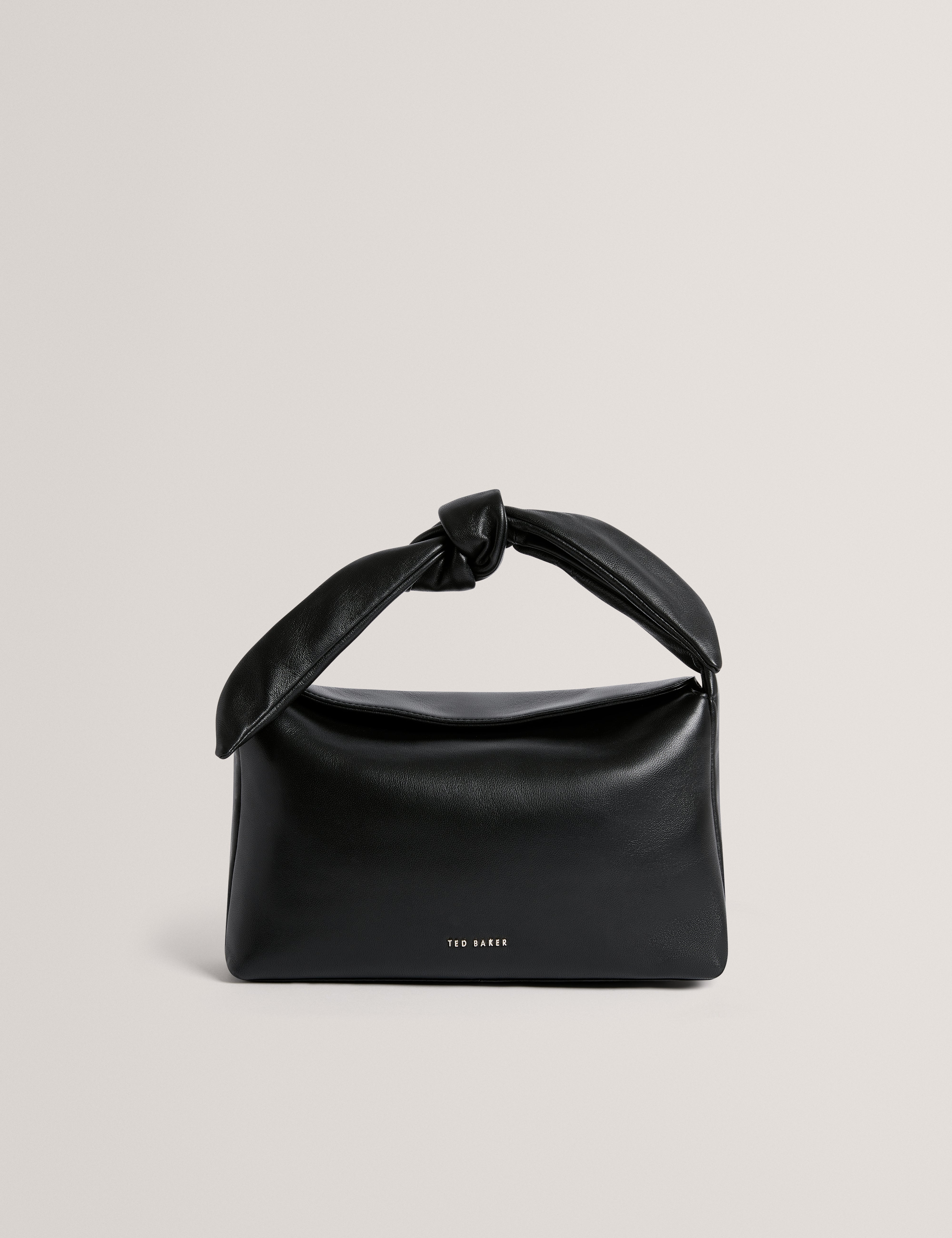 Nyaal Soft Knot Bow Leather Shoulder Bag Black