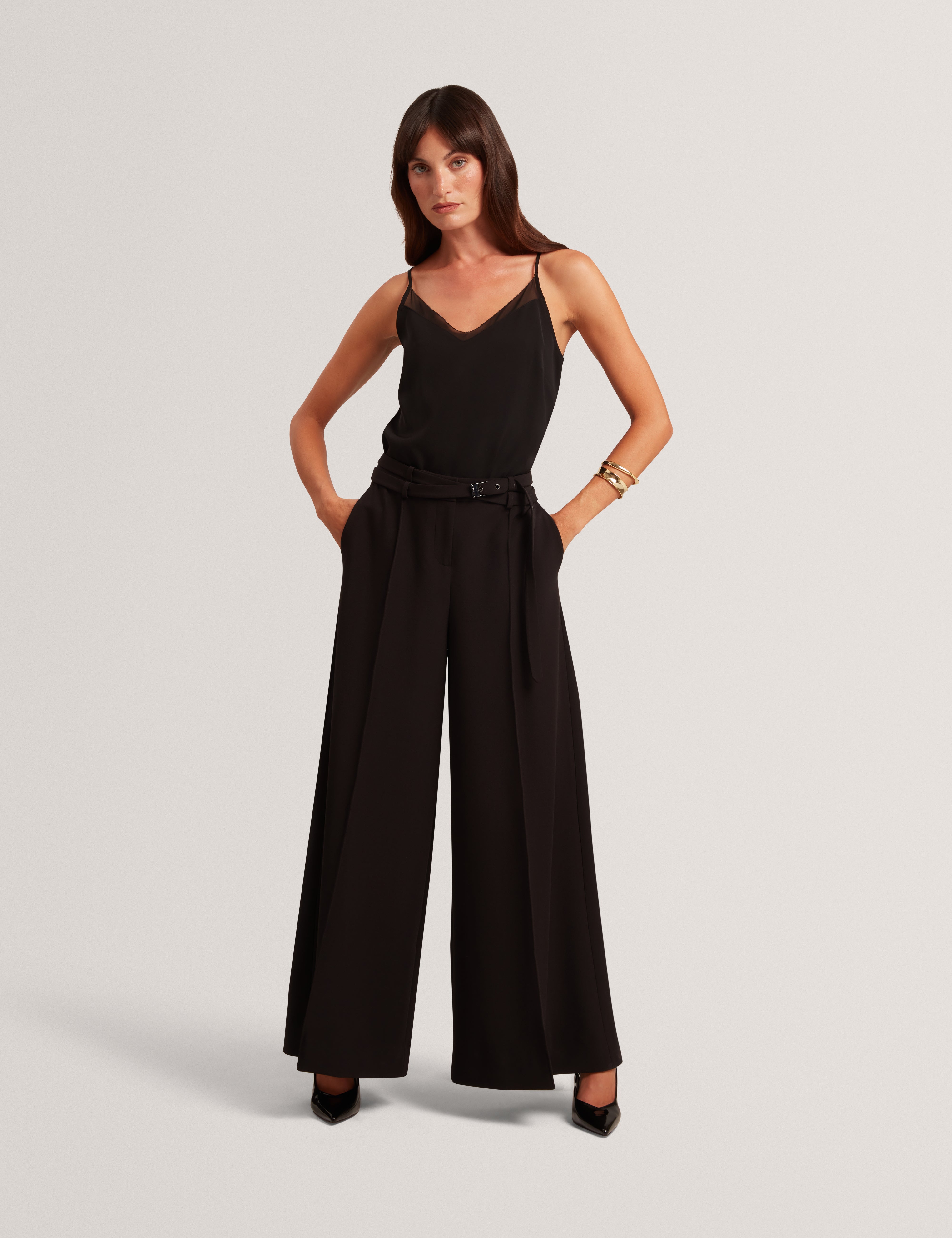 Hanliec Wide Leg Tailored Trouser Black