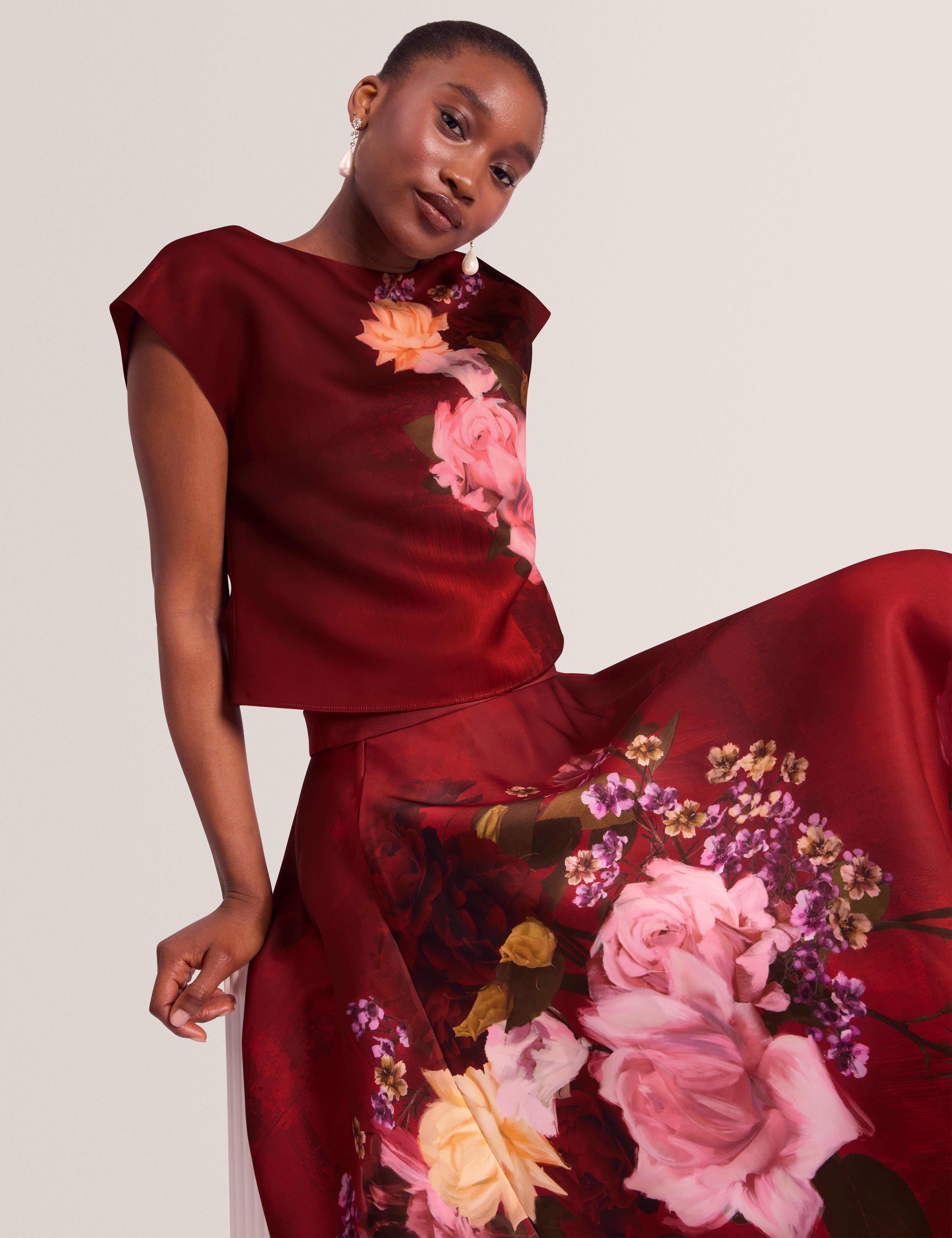 Pawlaa Floral Printed Top Red