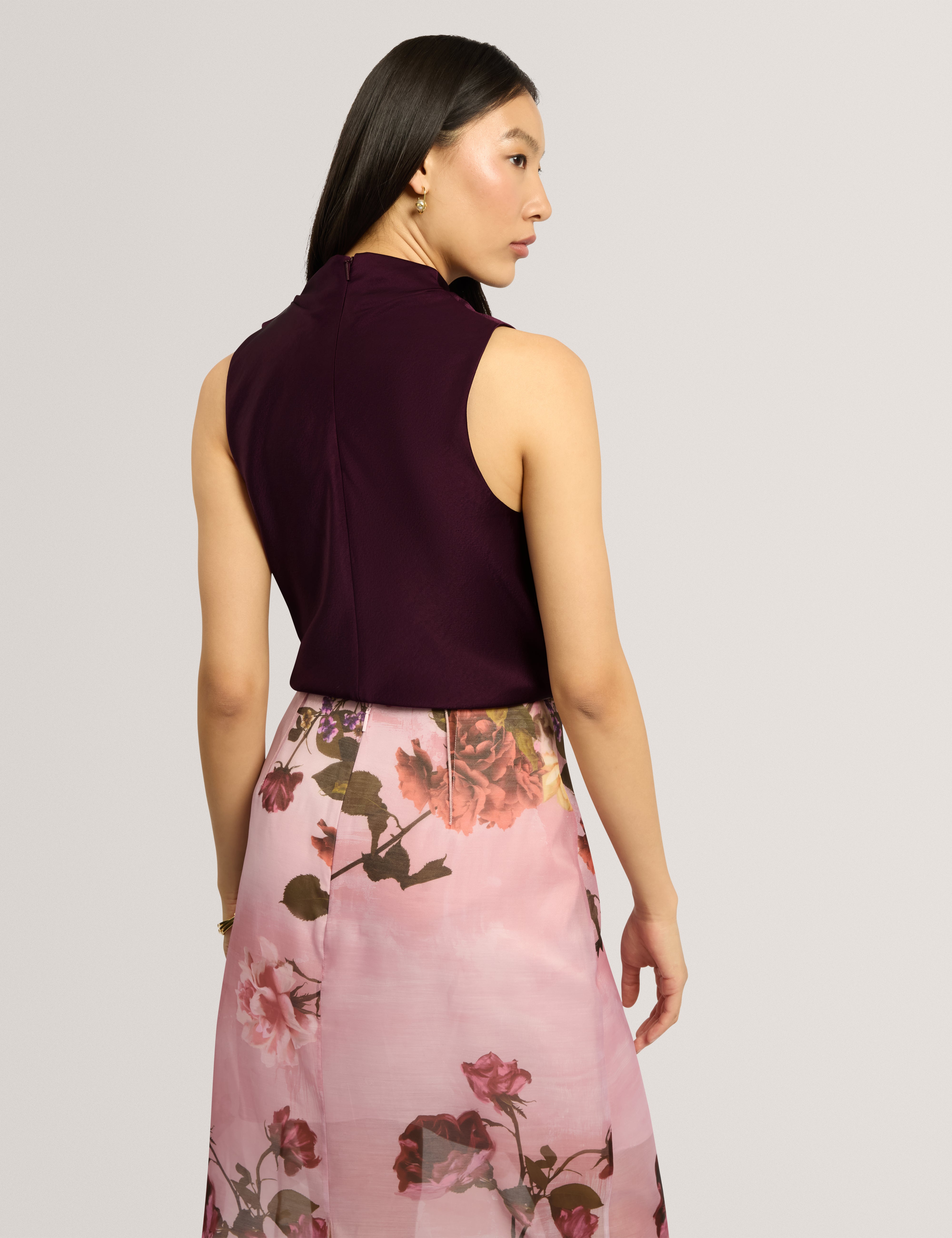 Zamie Sleeveless Drape Neck Top Dp-Purple