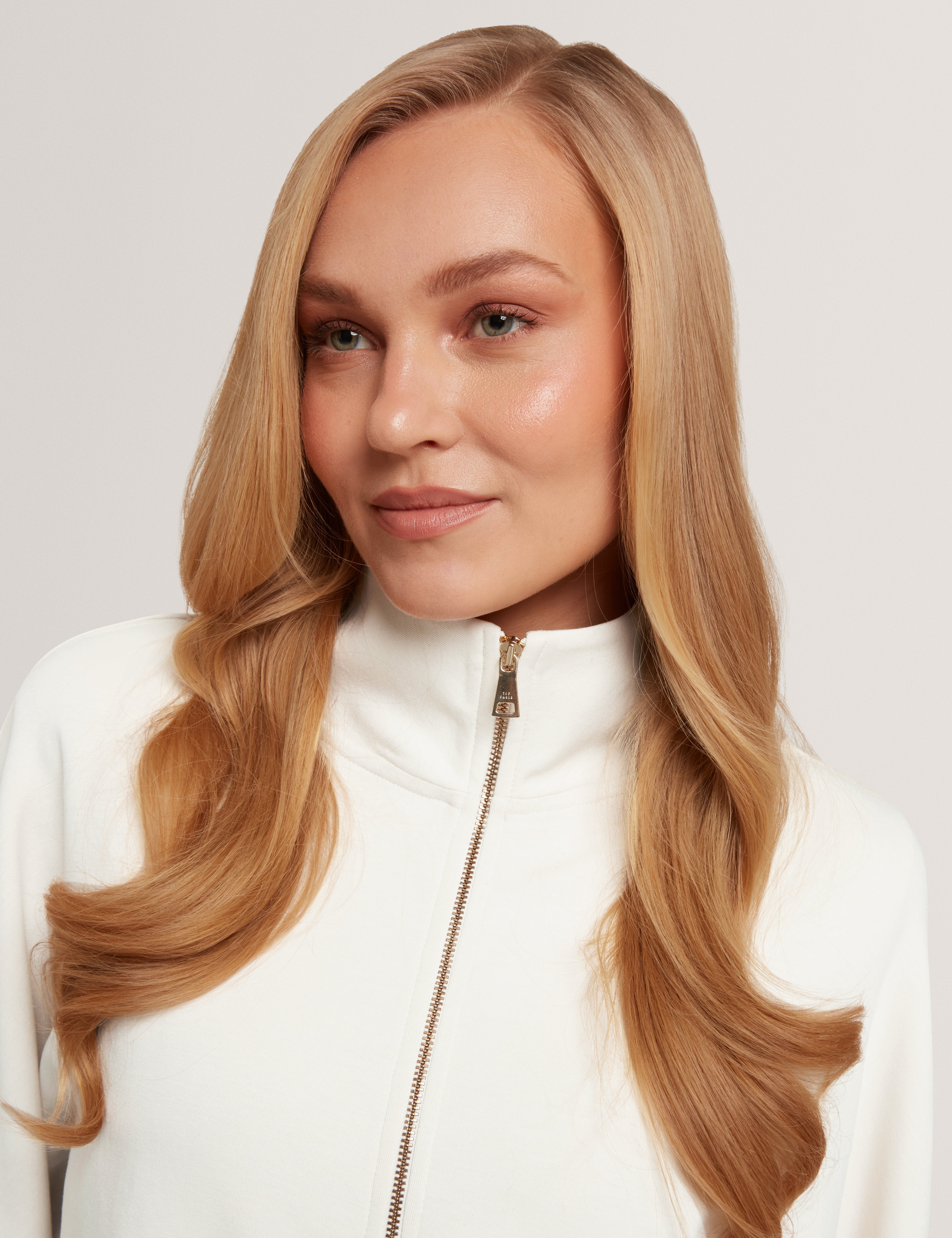 Arorha Zip Through Funnel Neck Sweat Top Ivory