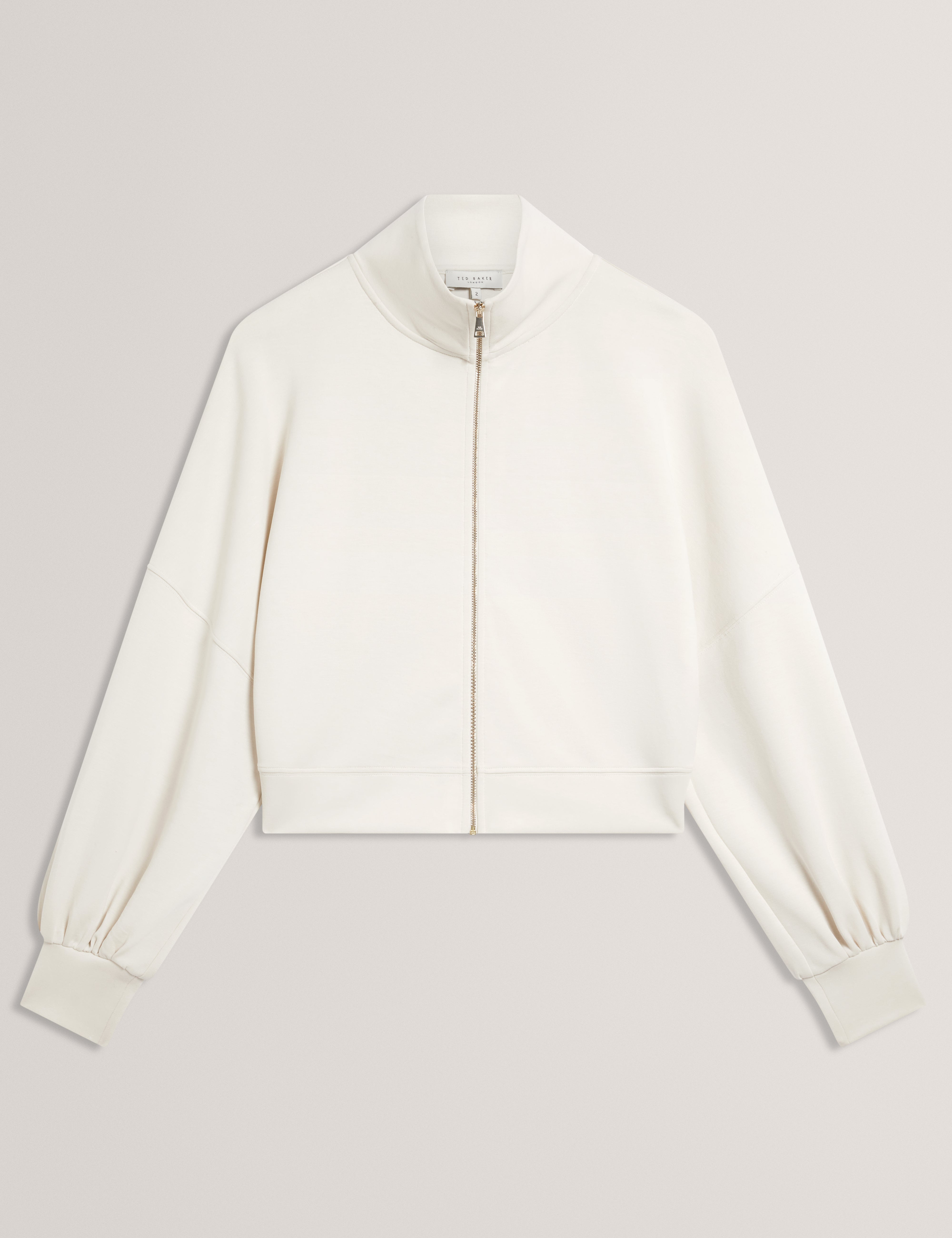 Arorha Zip Through Funnel Neck Sweat Top Ivory