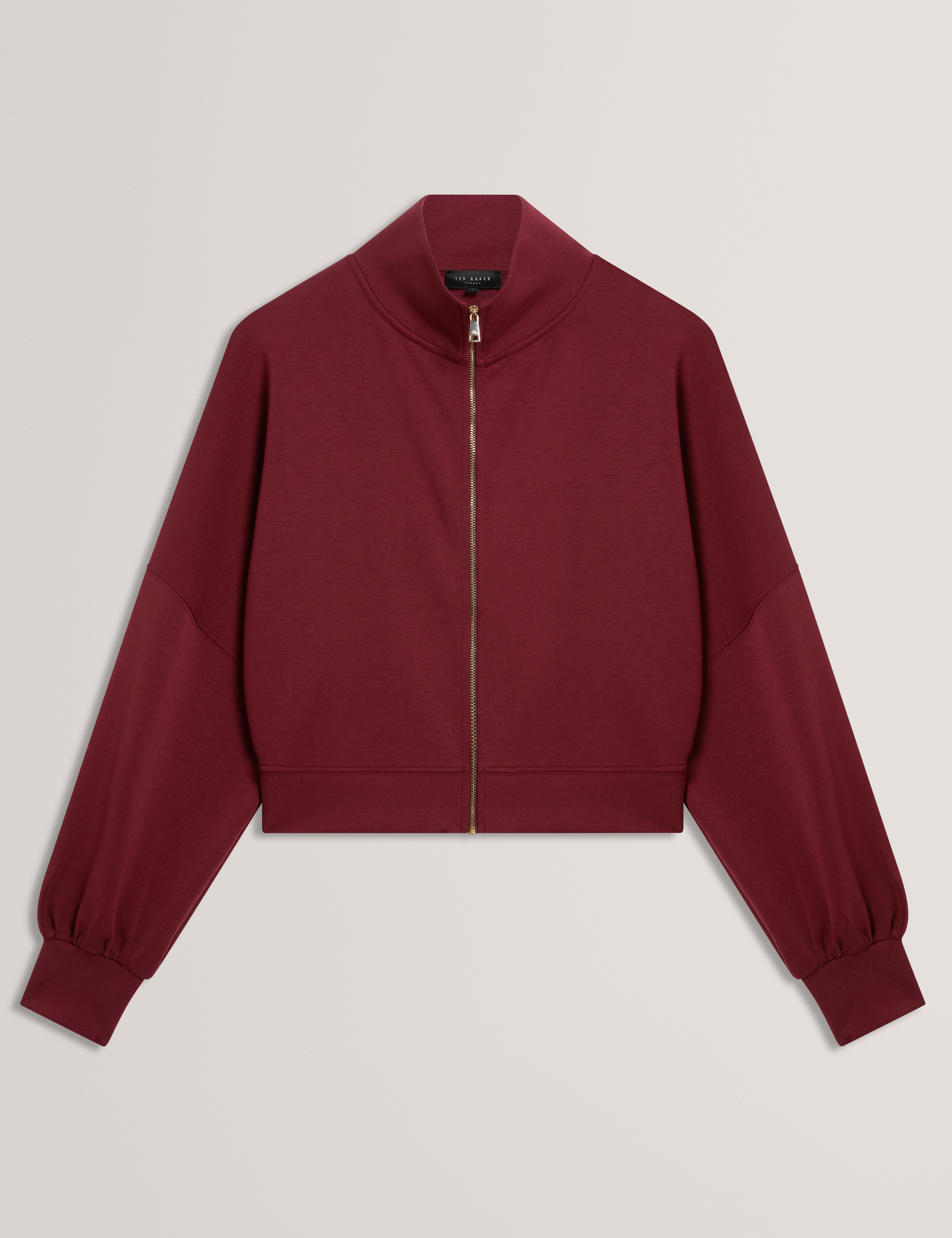 Arorha Zip Through Funnel Neck Sweat Top Maroon