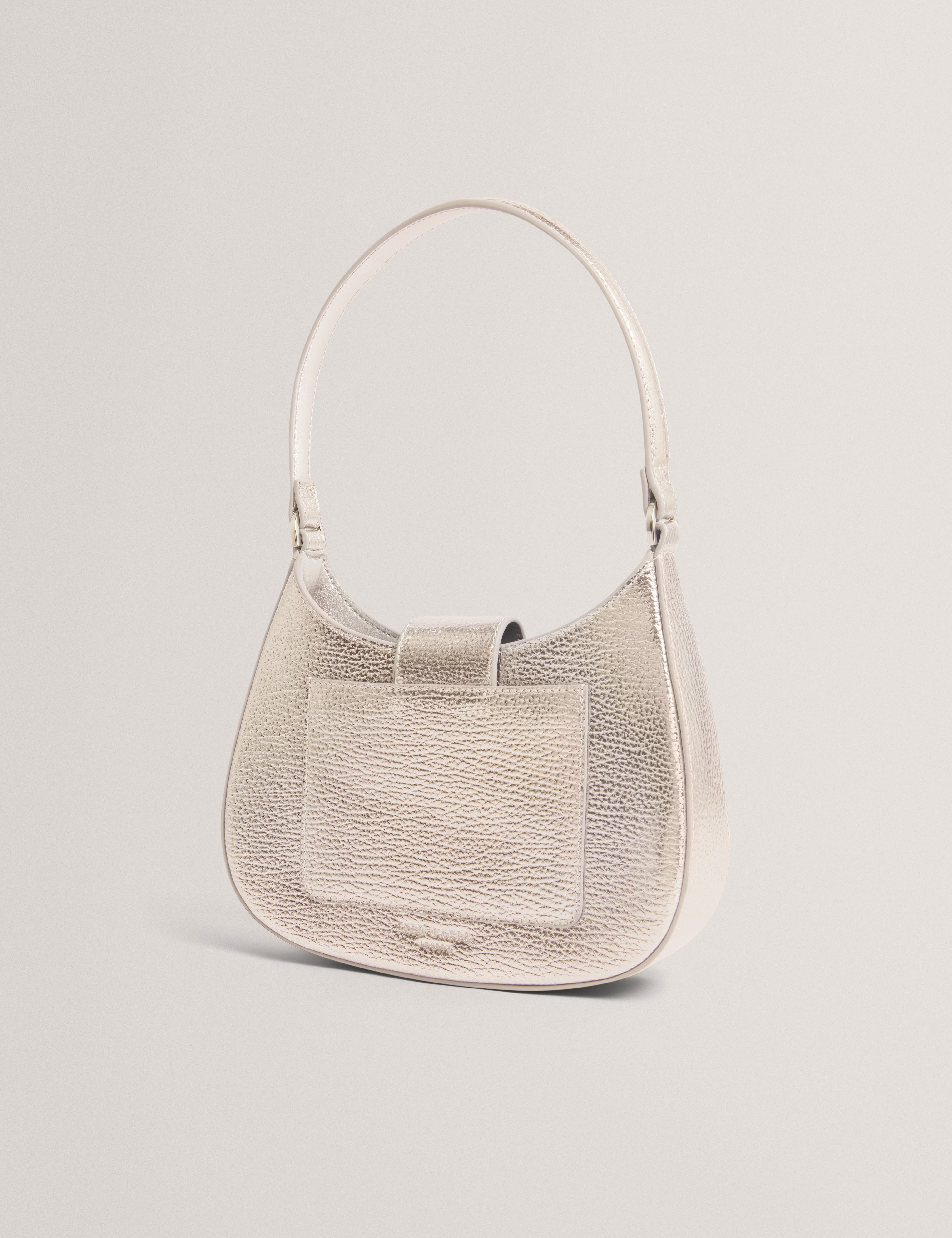 Irea Leather Bow Detail Mini Shoulder Bag Silver