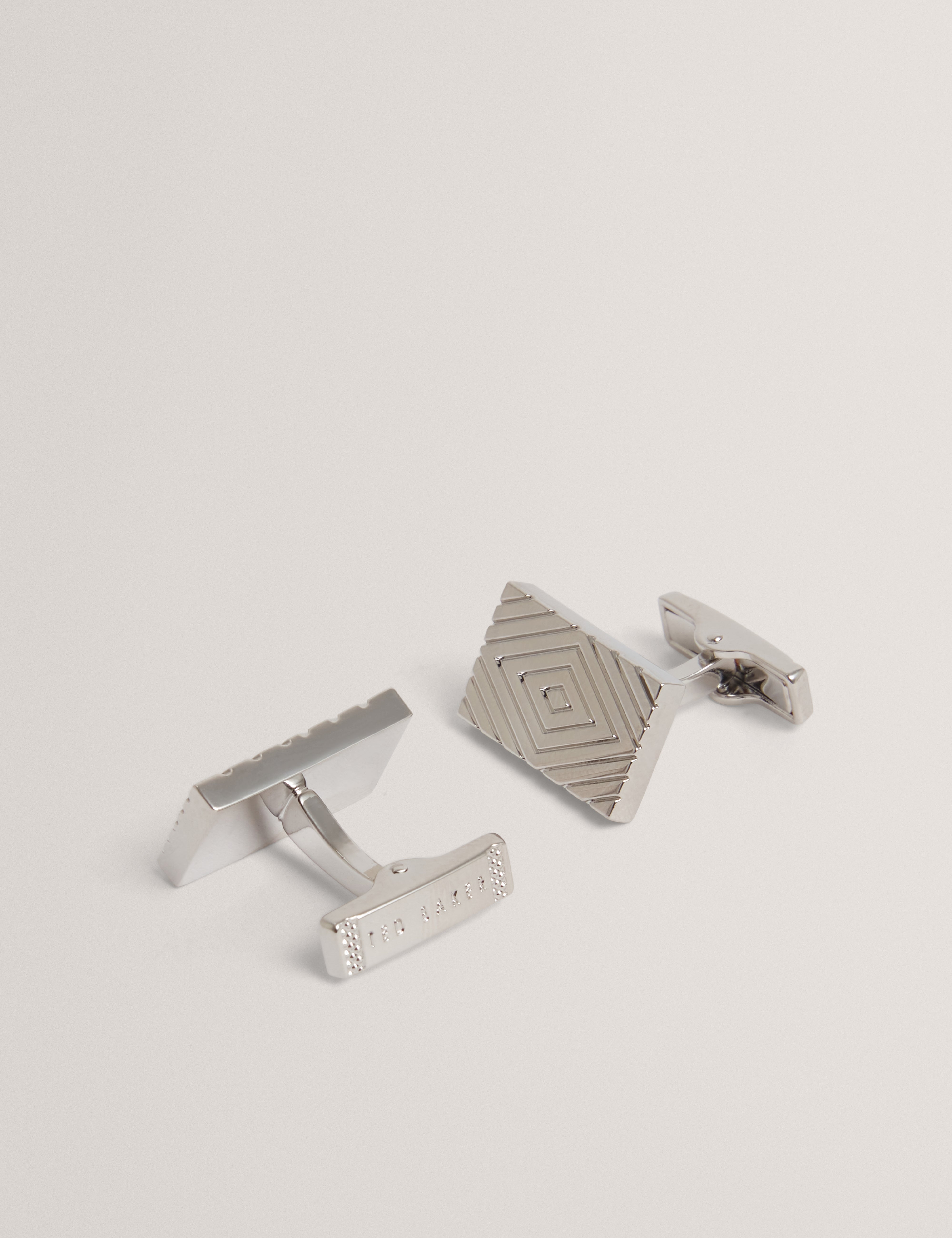 Cuflin Etched Detail Cufflink Silver