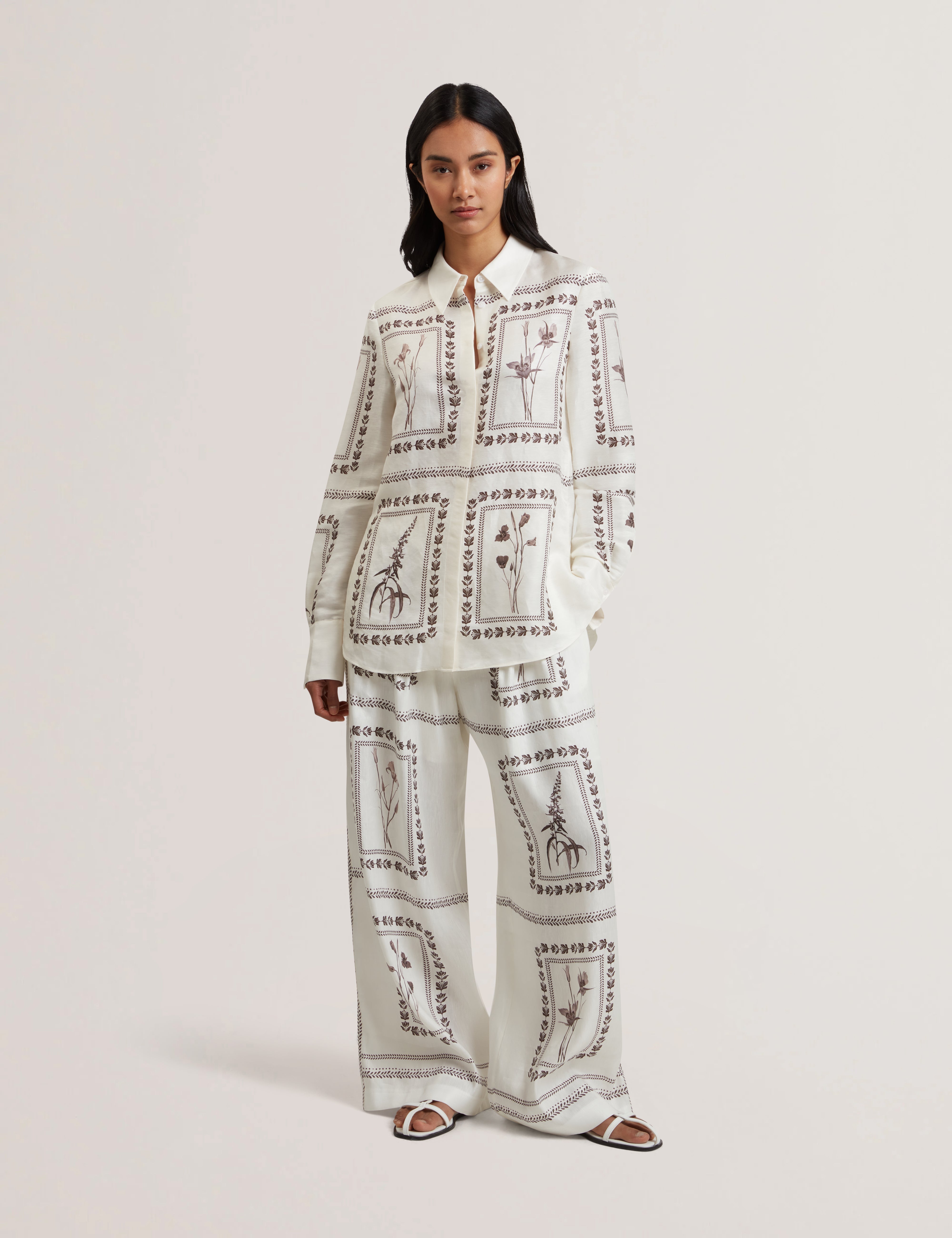 Simcoa Linen Silk Longline Shirt Ivory