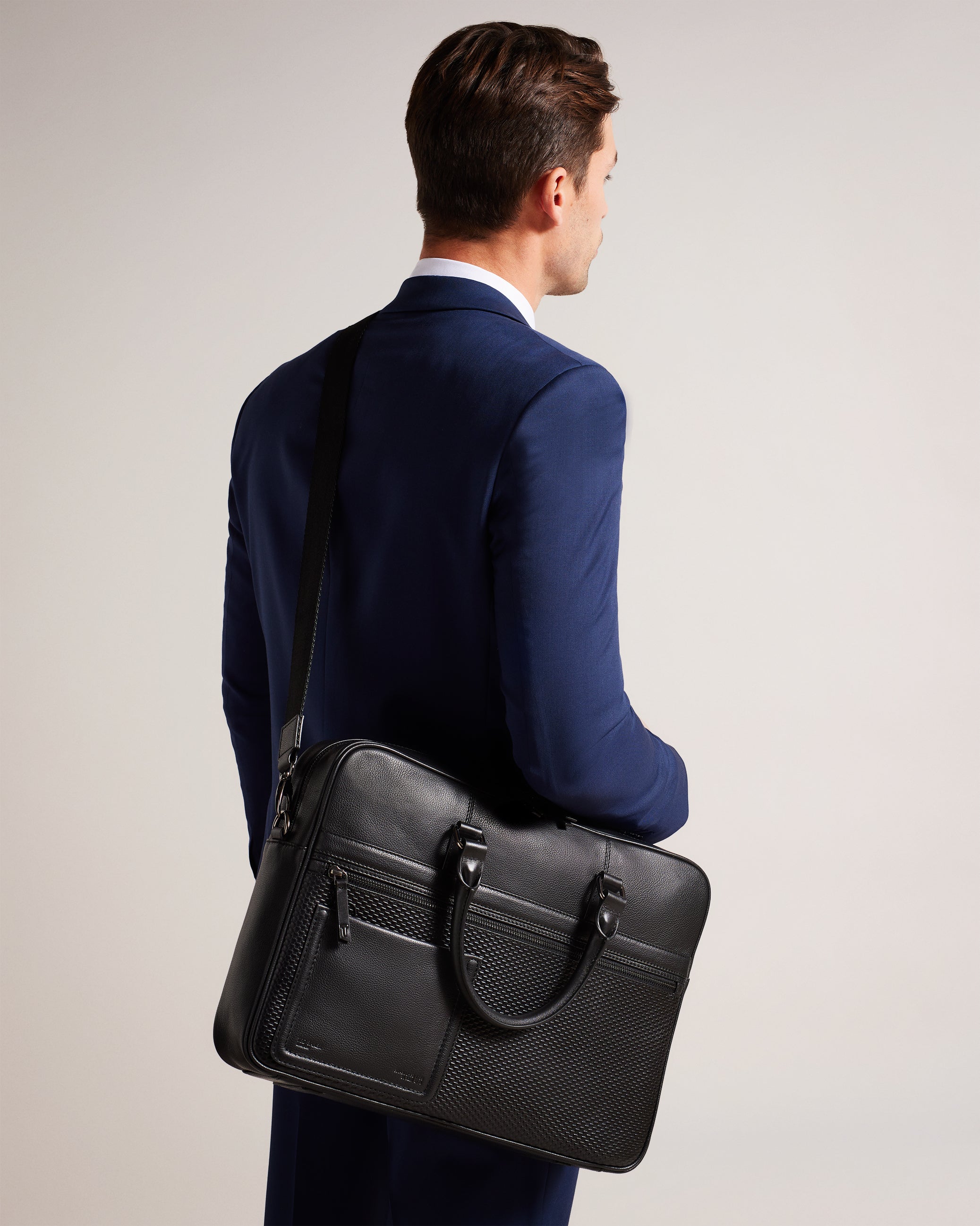 Canvess Texture Leather Document Bag Black
