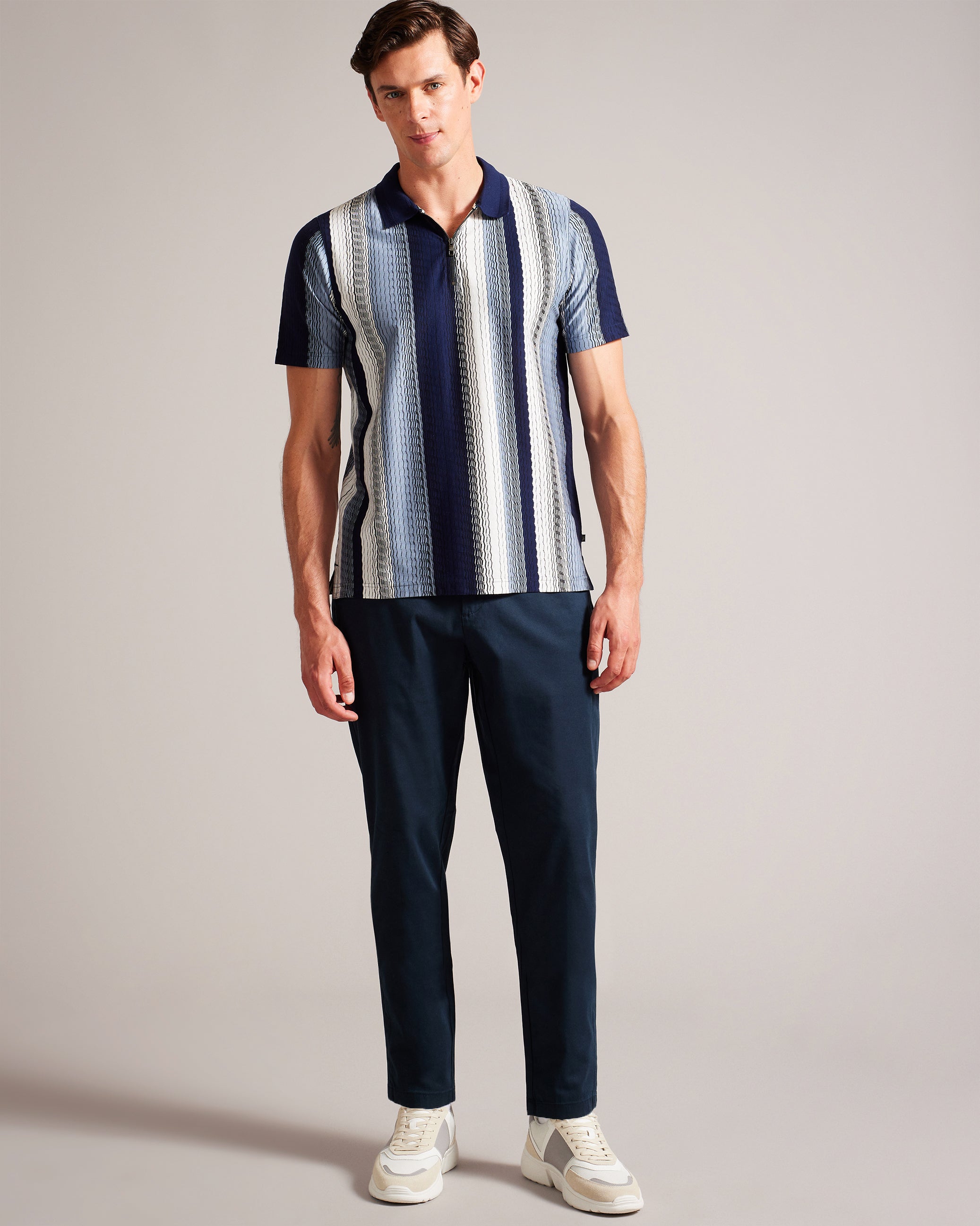 Haybrn Regular Fit Textured Chino Trouser Navy