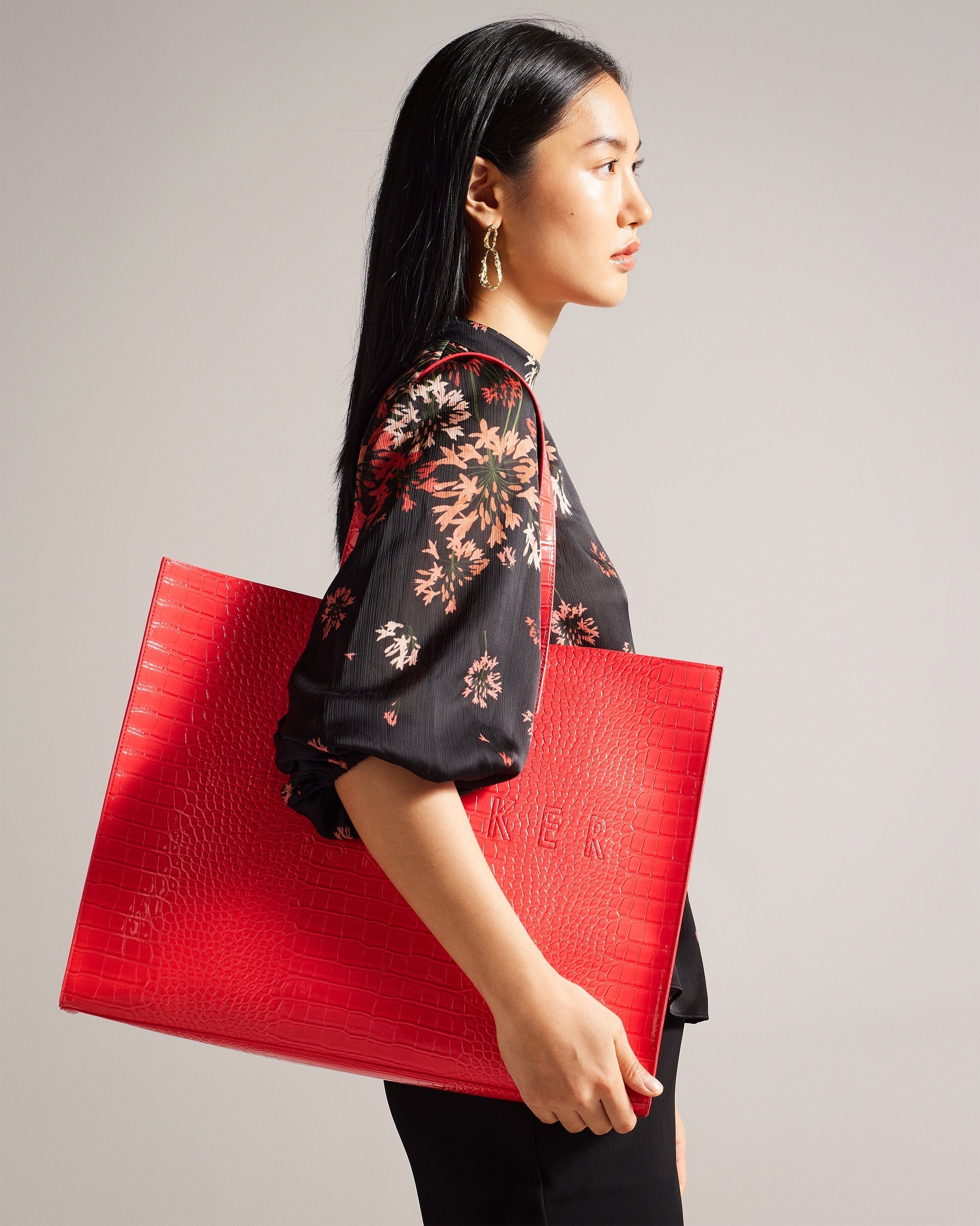 Allicon Croc Effect Extra Large Icon Bag Coral