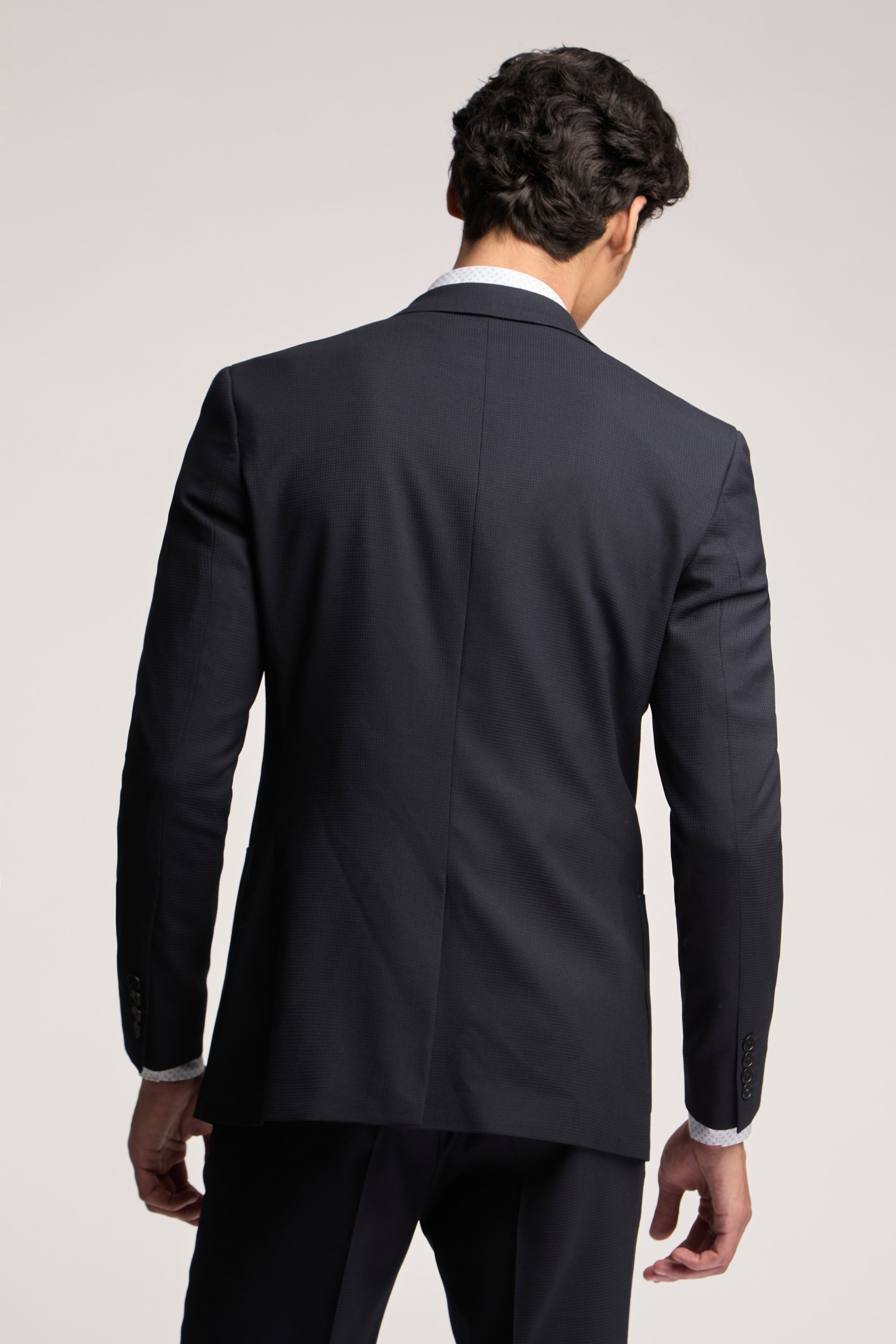 Navy Basket Weave - Soft Shoulder Navy