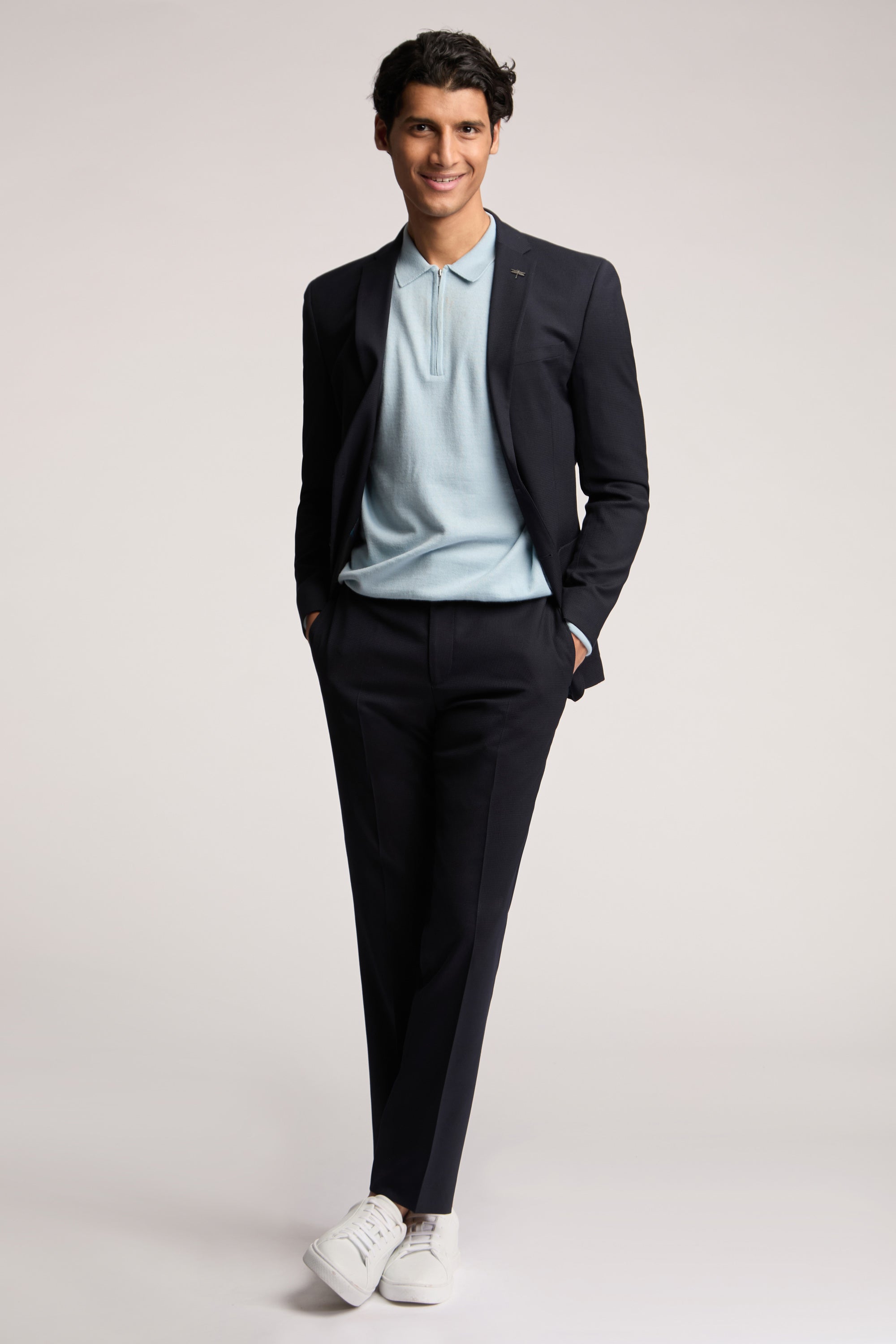 Navy Basket Weave - Soft Shoulder Navy