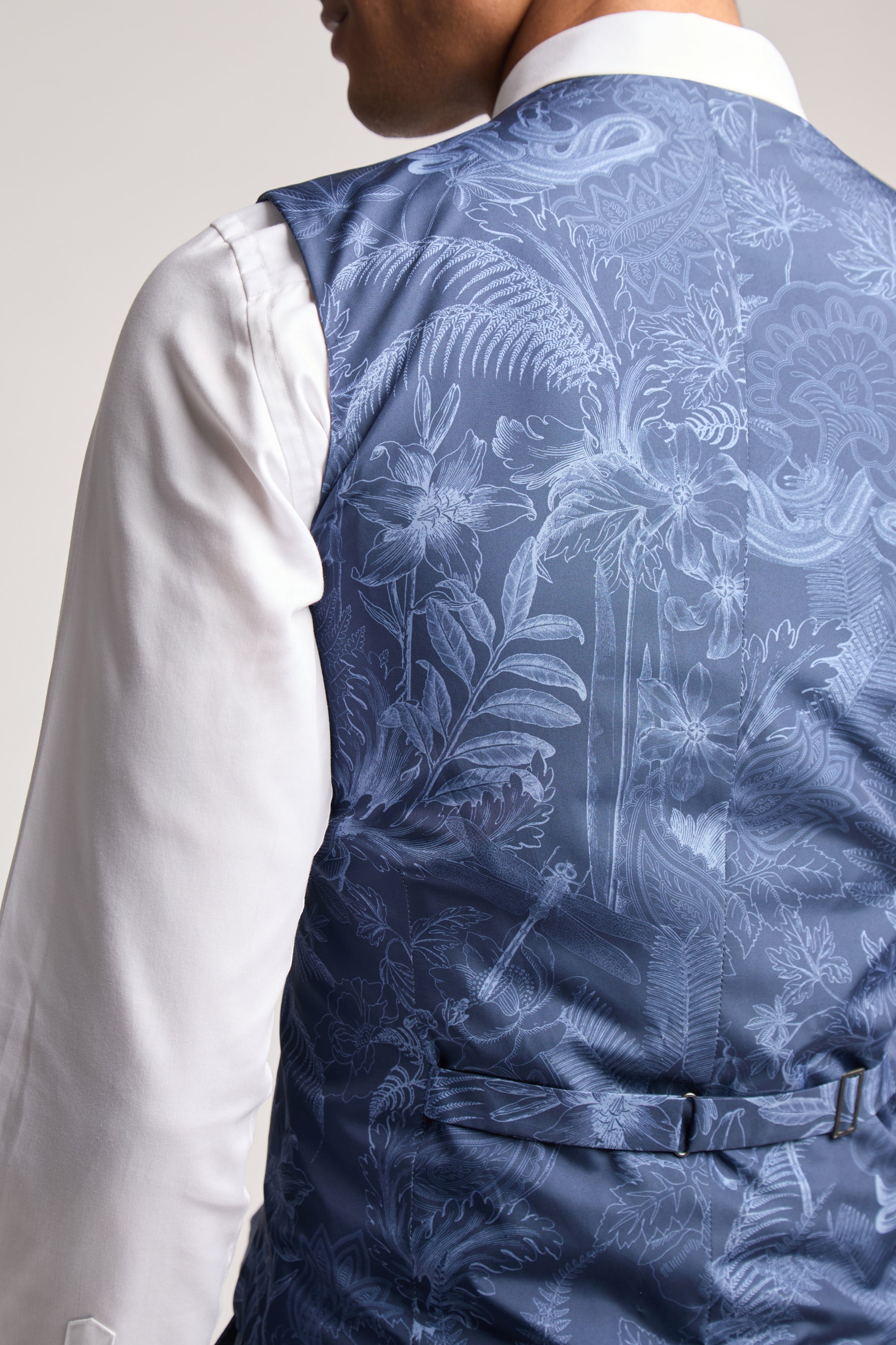 Airforce Blue Large Check Waistcoat Blue