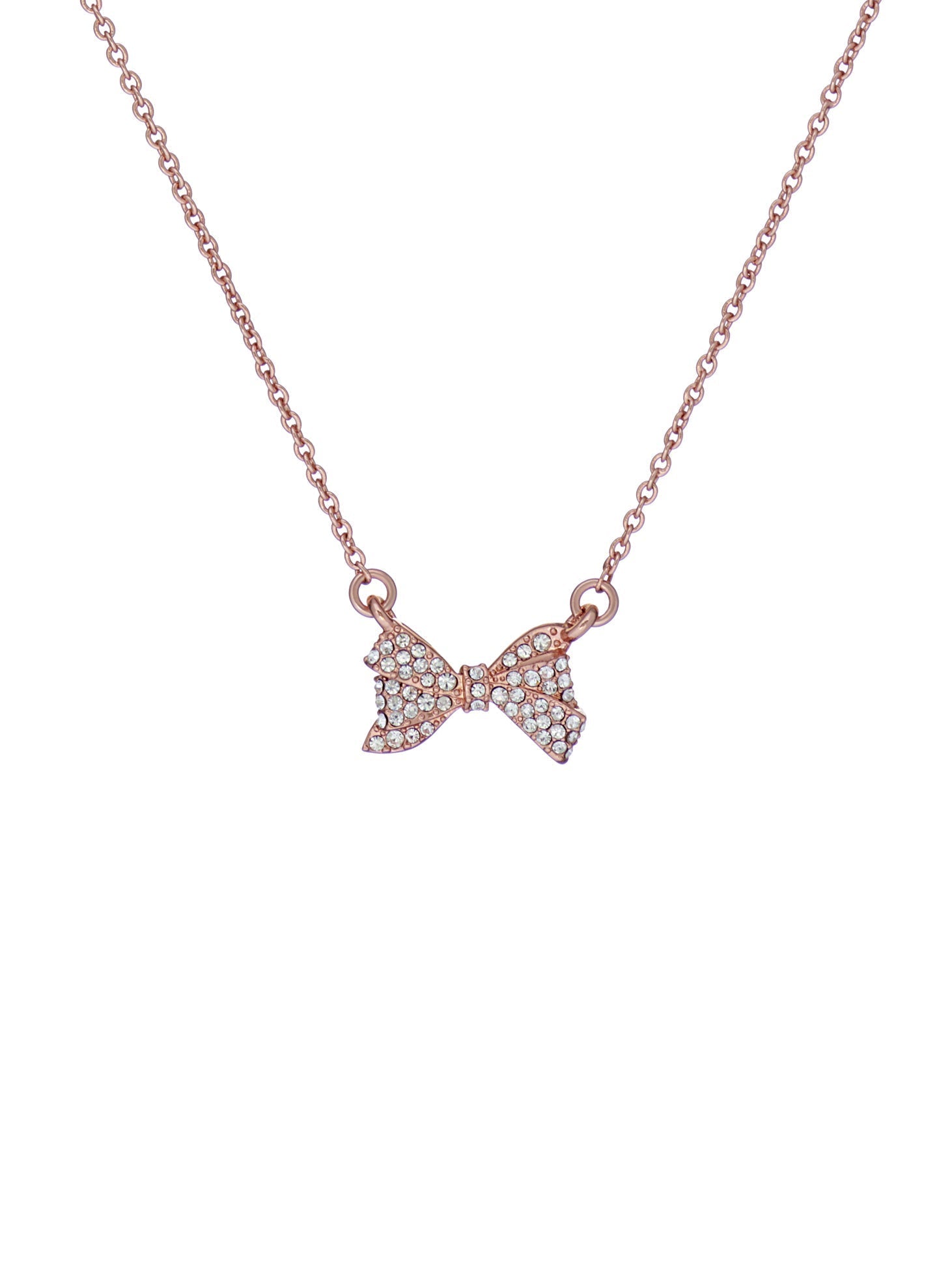 Barsie Crystal Bow Pendant Necklace Rosegd