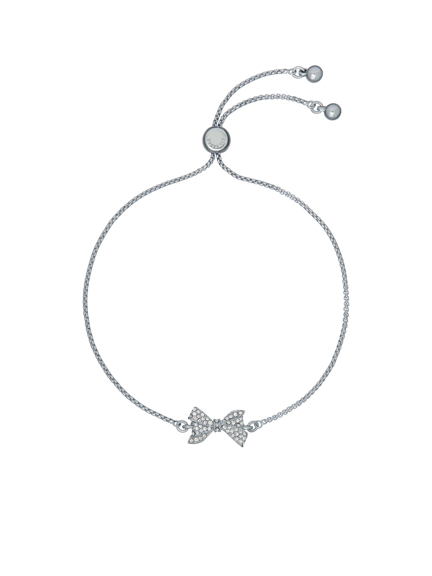 Barset Crystal Bow Adjustable Bracelet Silver
