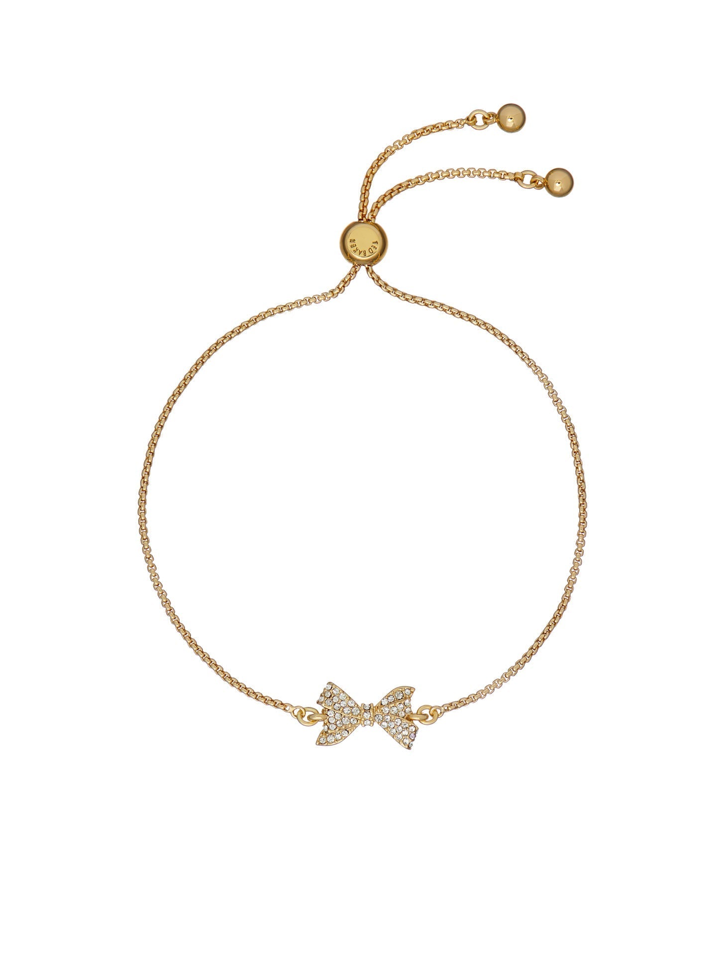 Barset Crystal Bow Adjustable Bracelet Gold