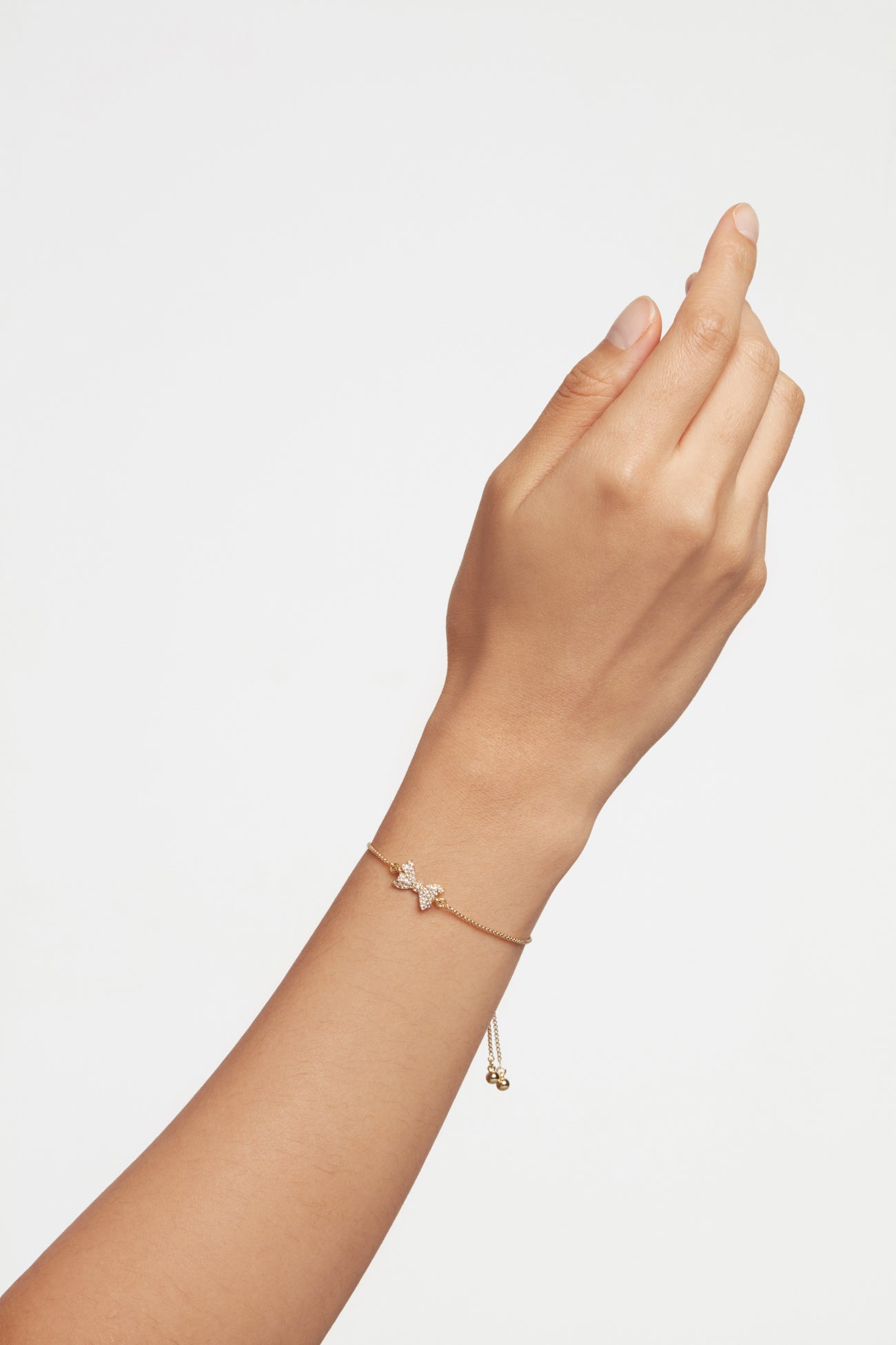 Barset Crystal Bow Adjustable Bracelet Gold