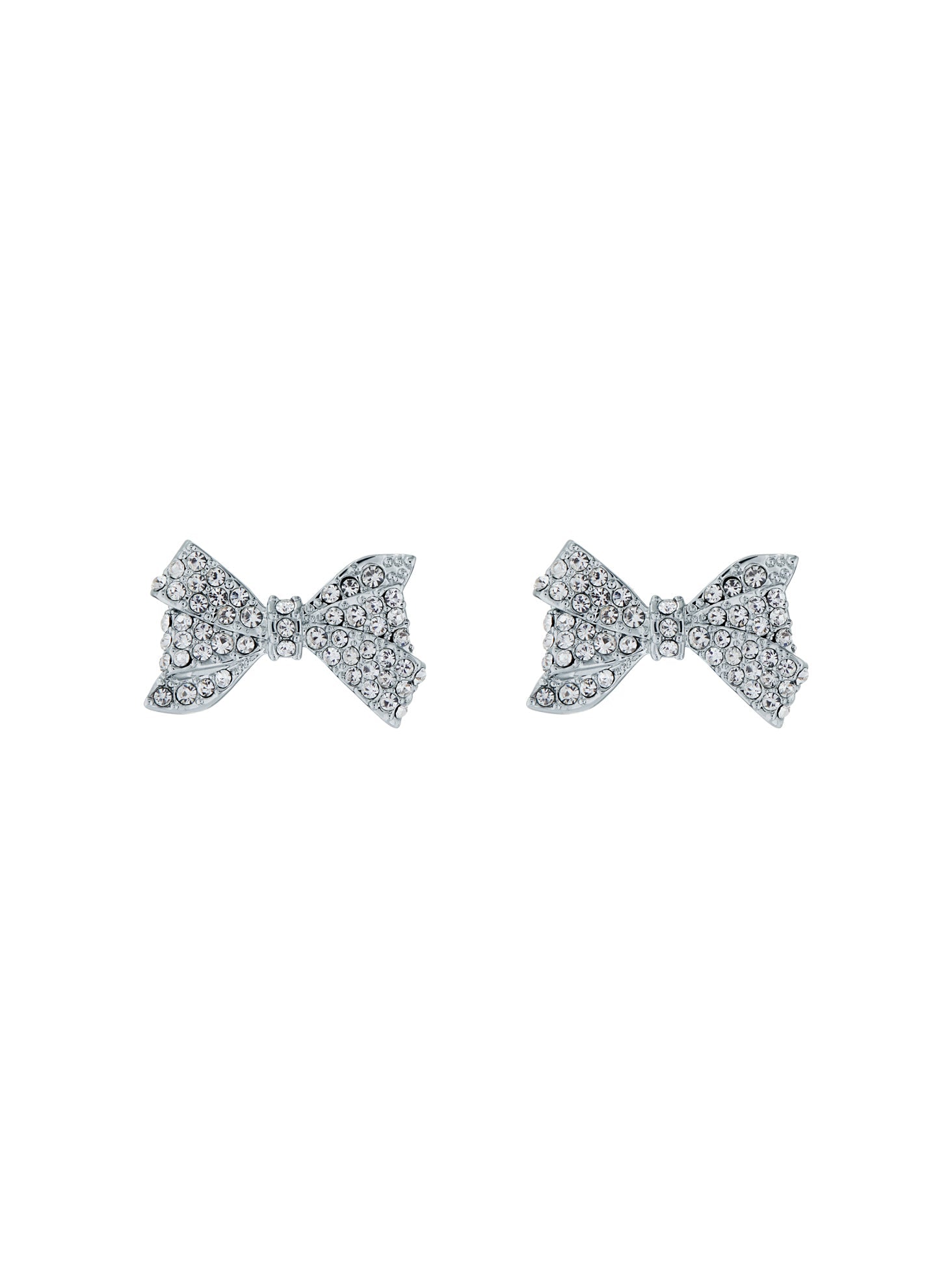 Barseta Crystal Bow Stud Earrings Silver