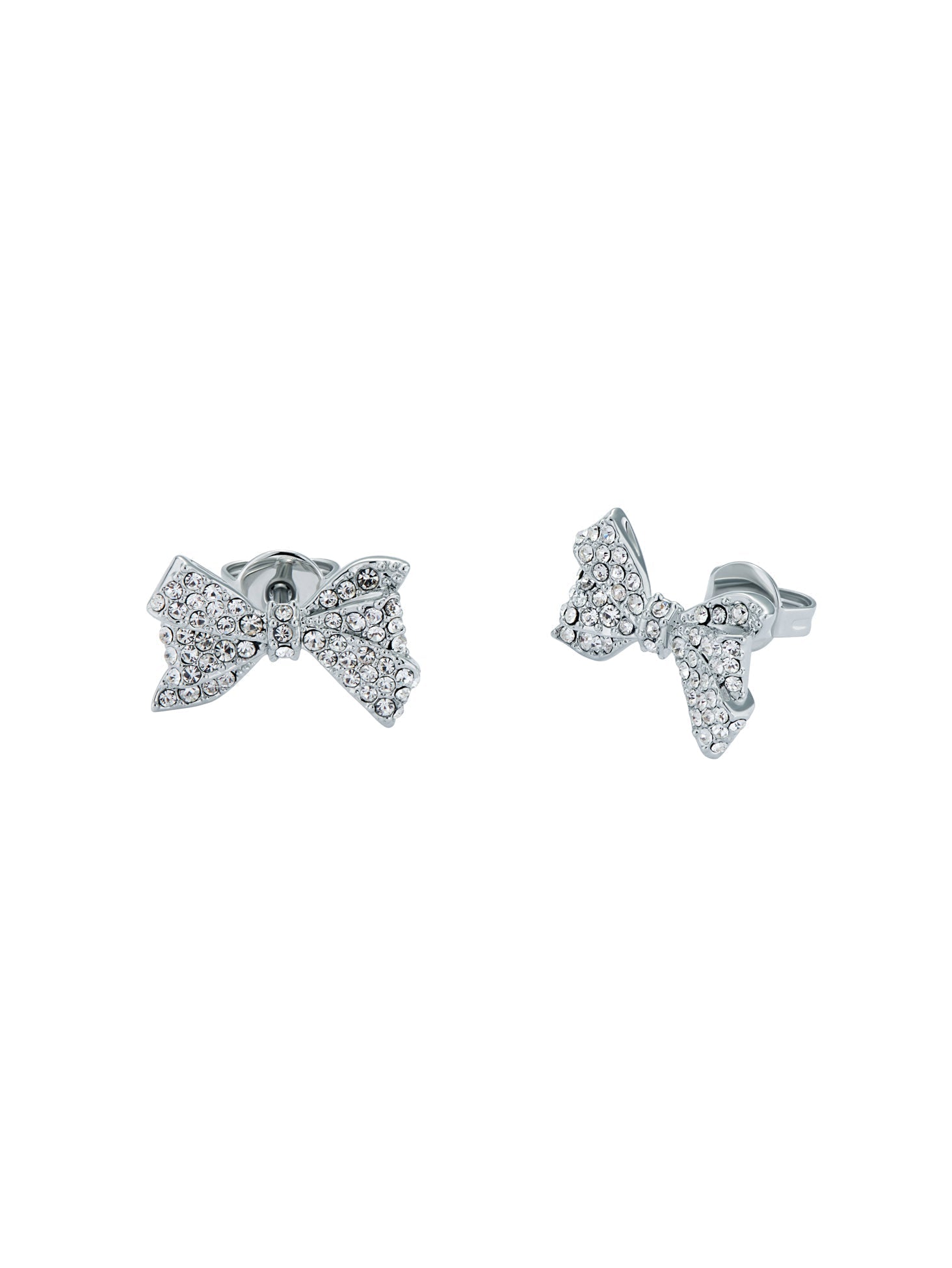 Barseta Crystal Bow Stud Earrings Silver