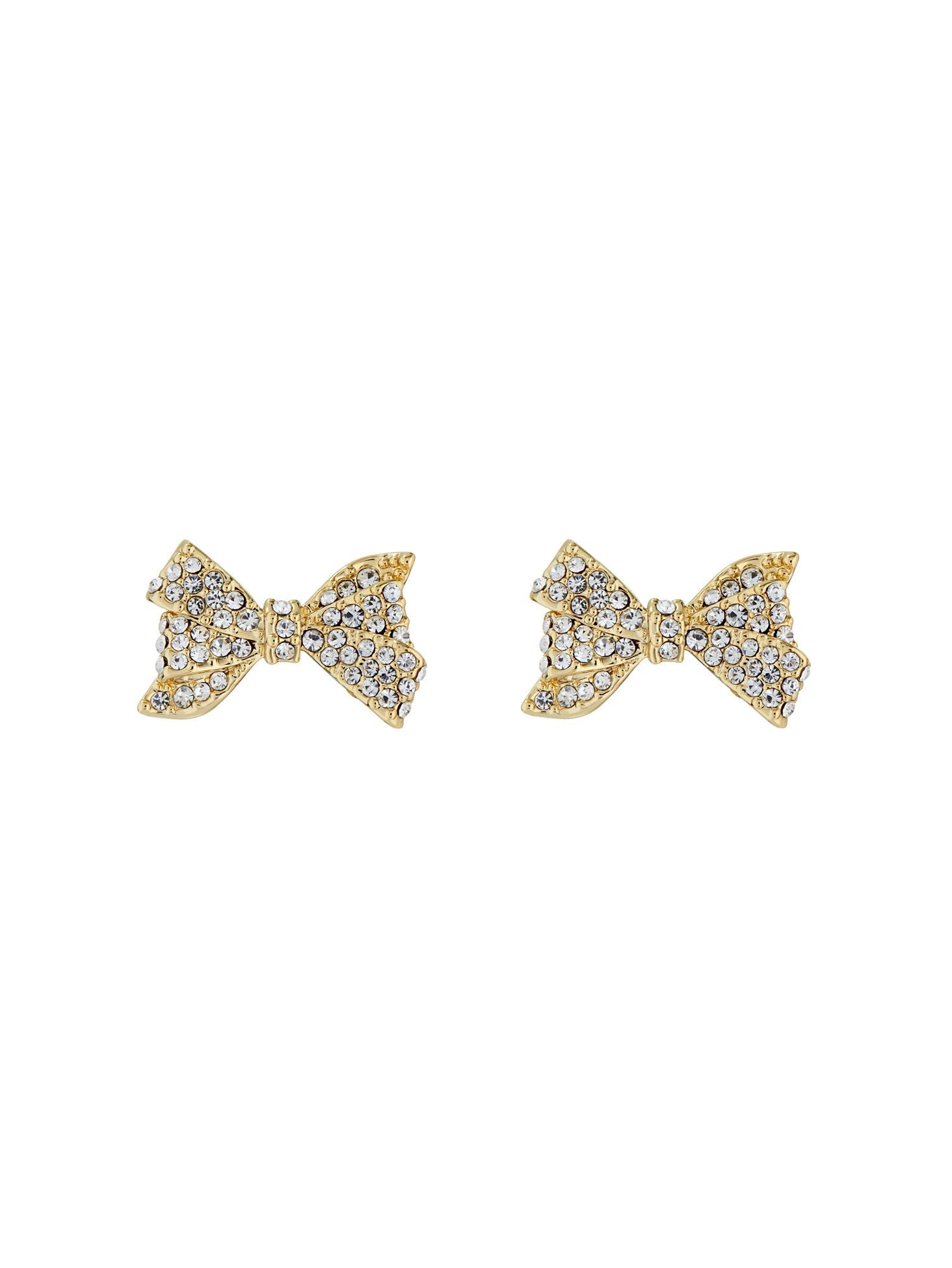 Barseta Crystal Bow Stud Earrings Gold