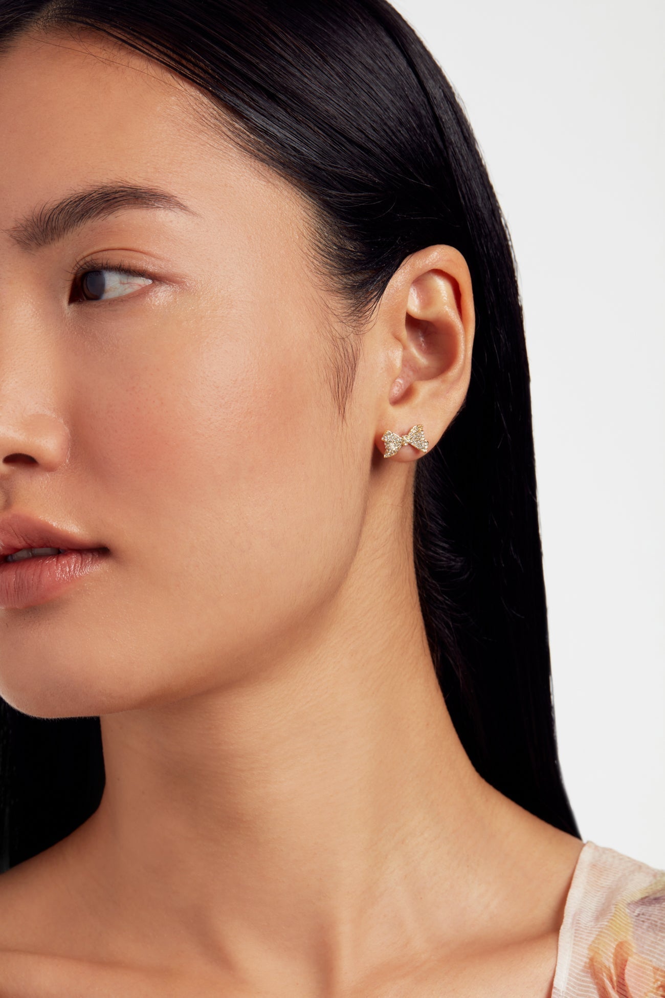 Barseta Crystal Bow Stud Earrings Gold