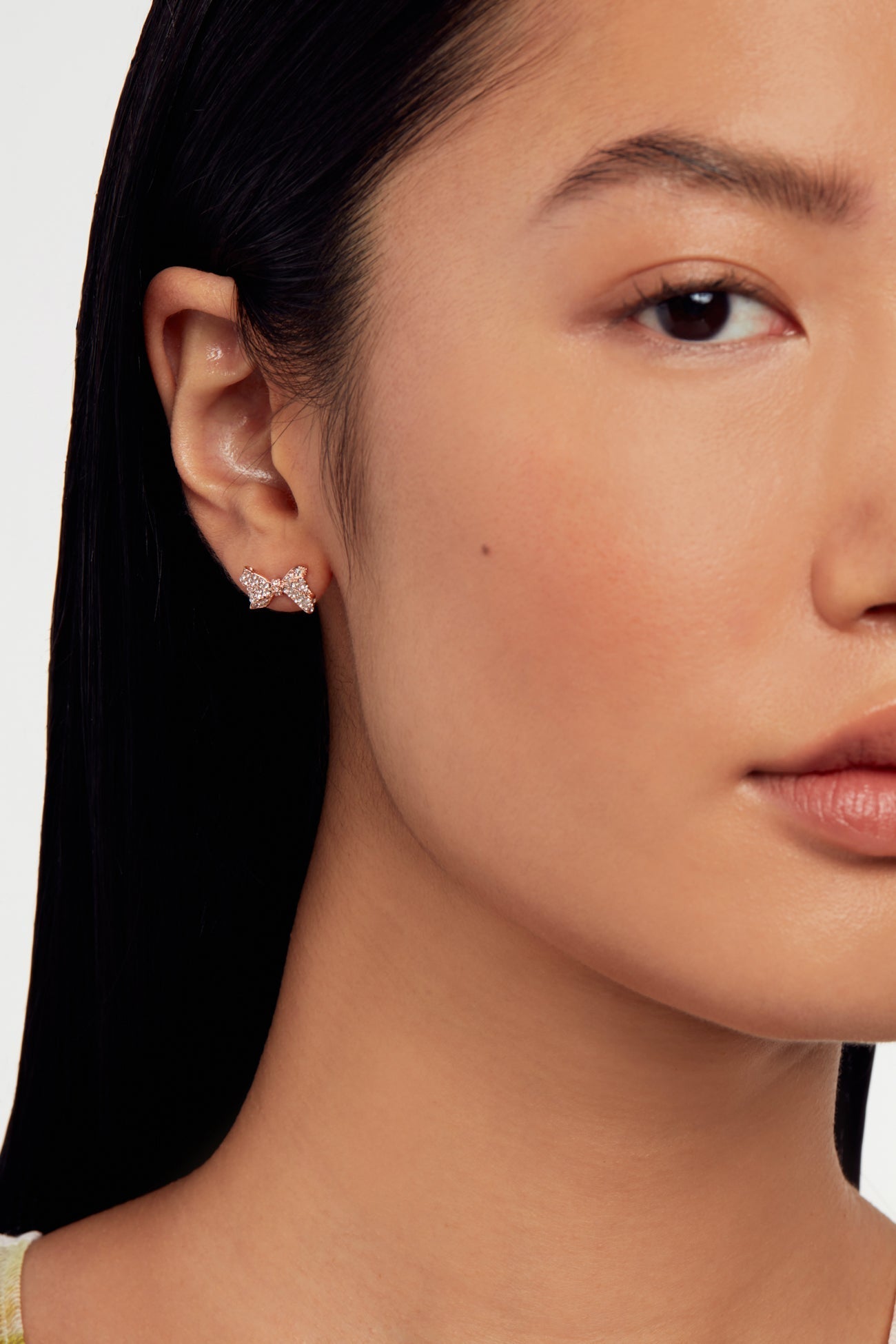 Barseta Crystal Bow Stud Earrings Rosegd