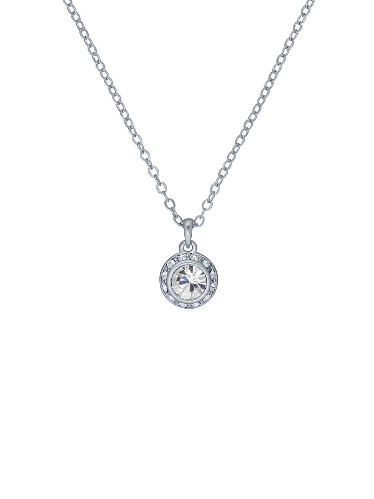 Soltell Solitaire Sparkle Crystal Pendant Silver