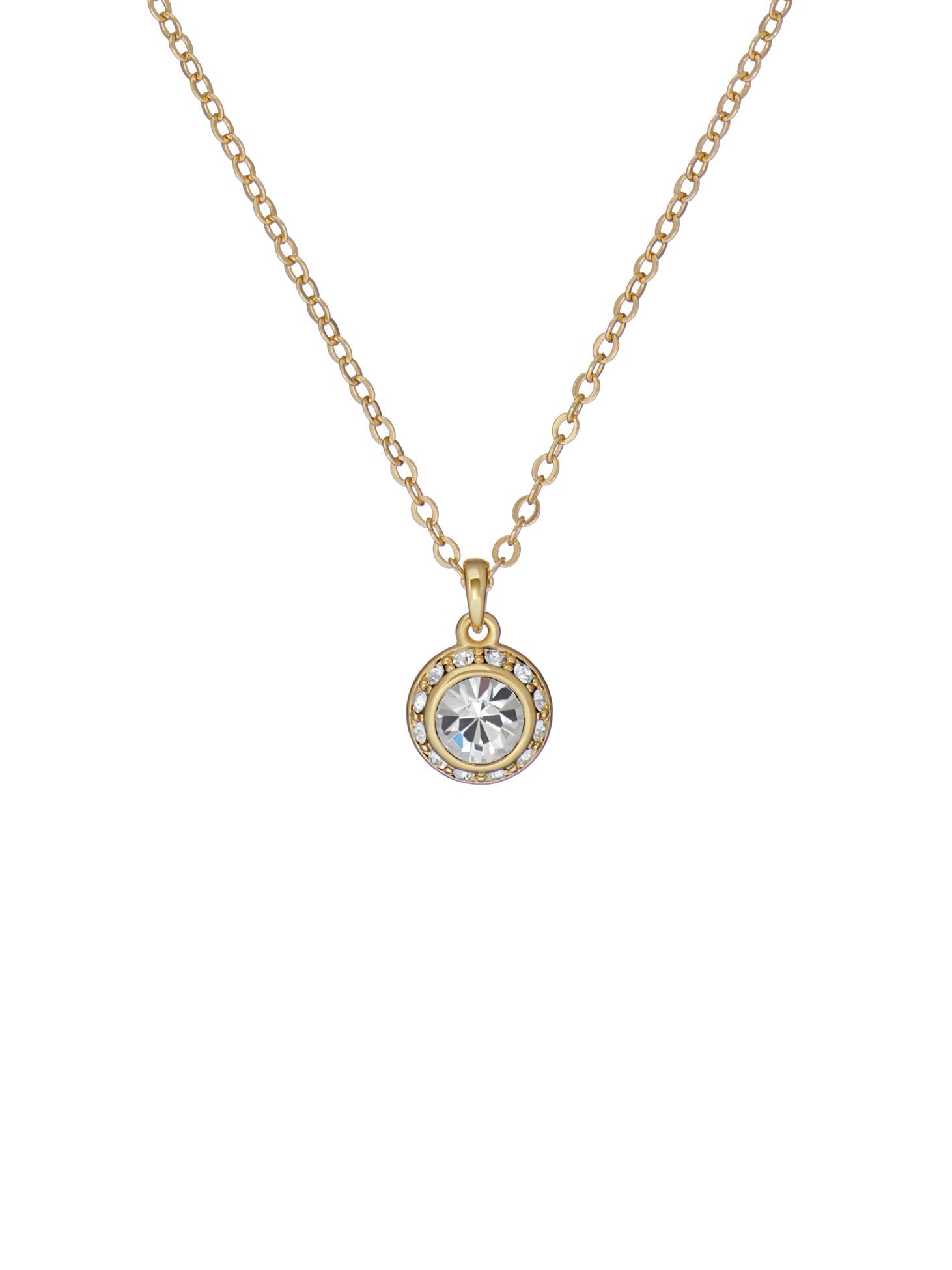 Soltell Solitaire Sparkle Crystal Pendant Gold