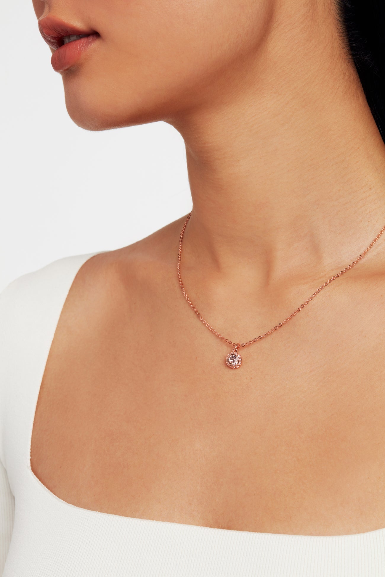 Soltell Solitaire Sparkle Crystal Pendant Rosegd