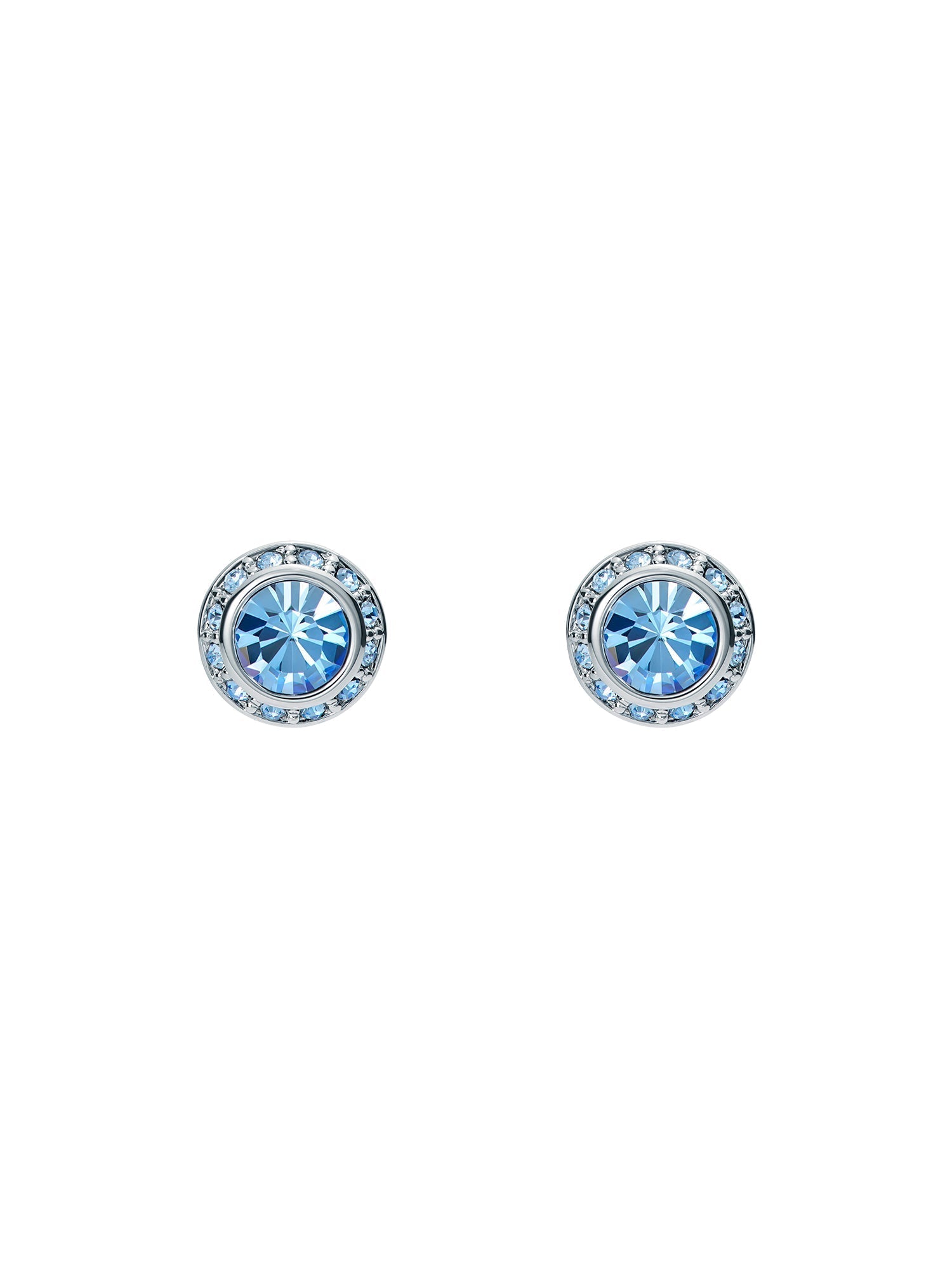 Soletia Solitaire Sparkle Crystal Stud Earrings Lt-Blue-Silver