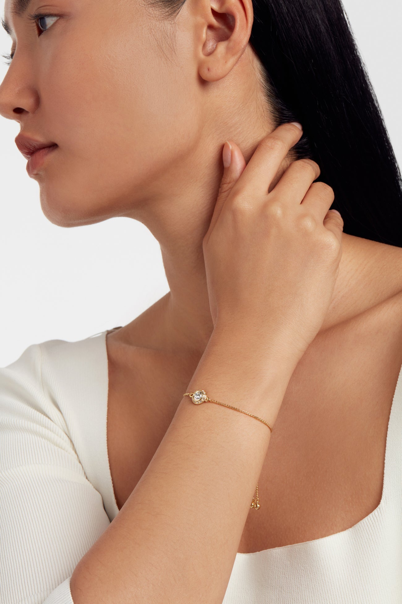 Soleta Solitaire Sparkle Crystal Adjust Gold