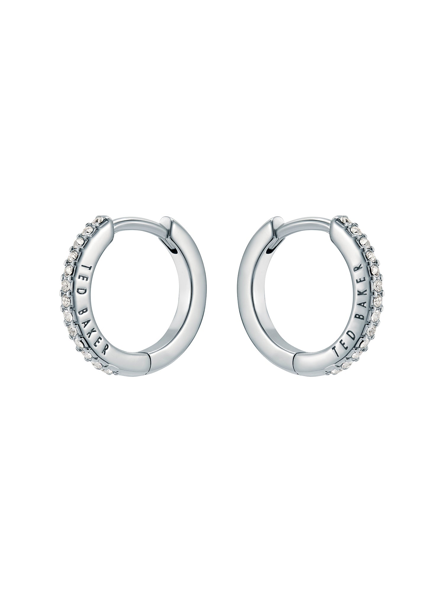 Heplie Crystal Hoop Earrings (14Mm) Silver