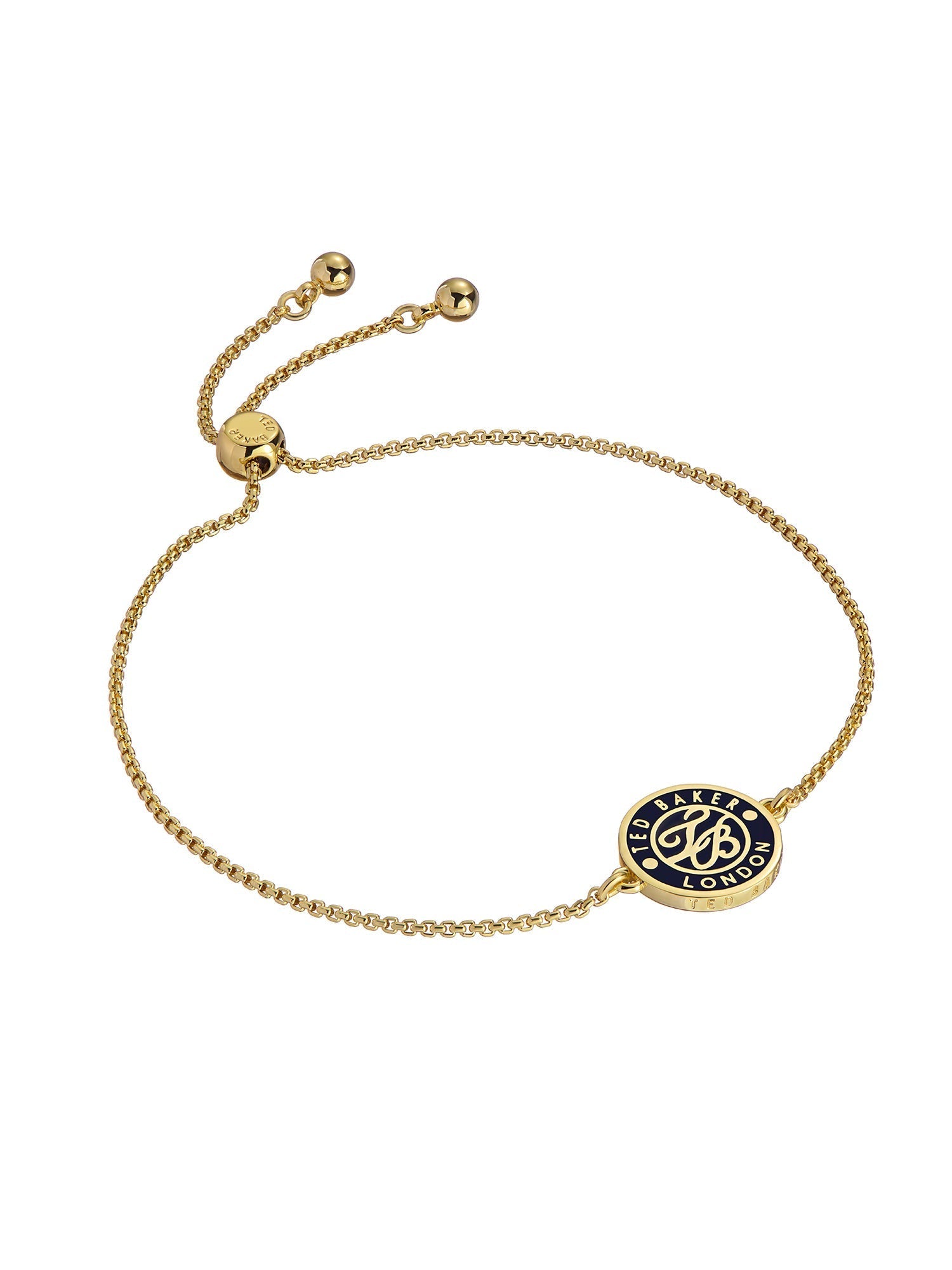 Monelle Black Monogram Button Adjustable Bracelet Gold