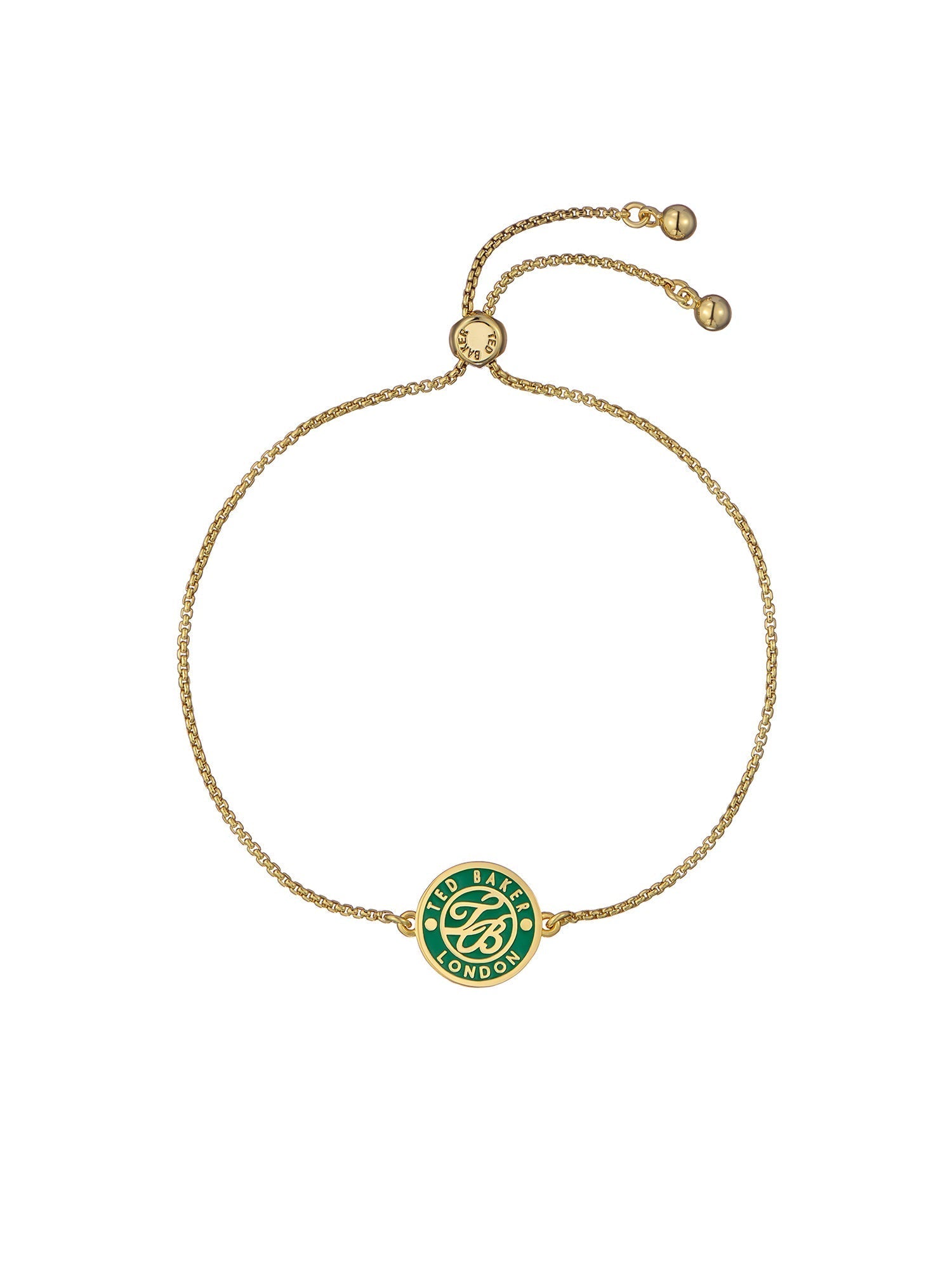 Monelle Green Monogram Button Adjustable Bracelet Gold