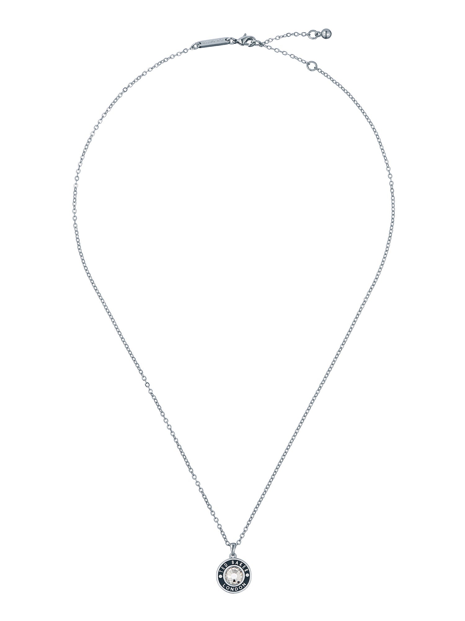Cherlie Crystal Button Pendant Necklace Silver