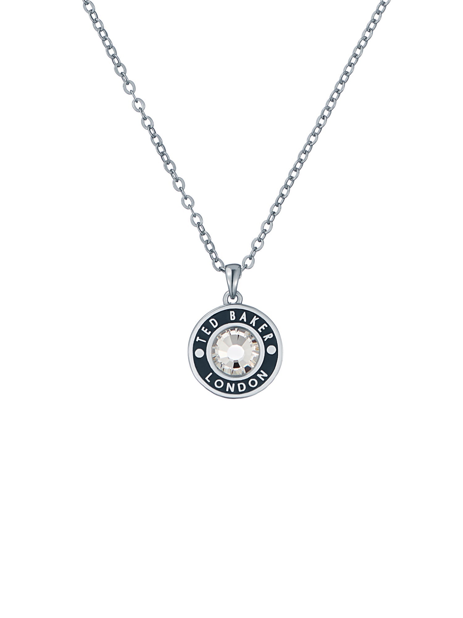 Cherlie Crystal Button Pendant Necklace Silver