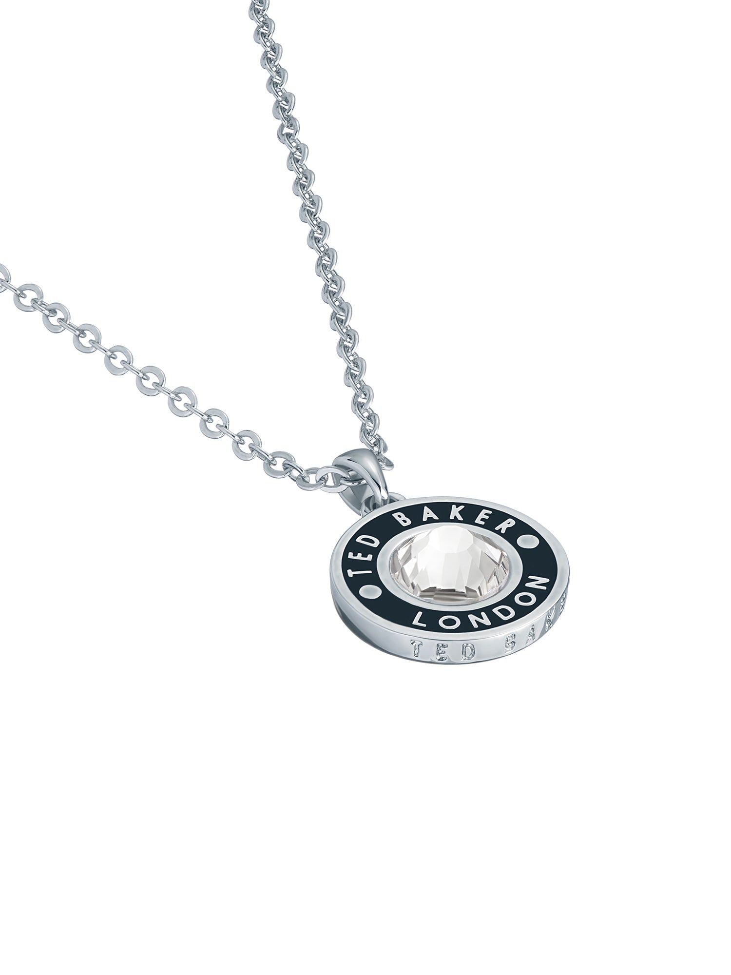 Cherlie Crystal Button Pendant Necklace Silver