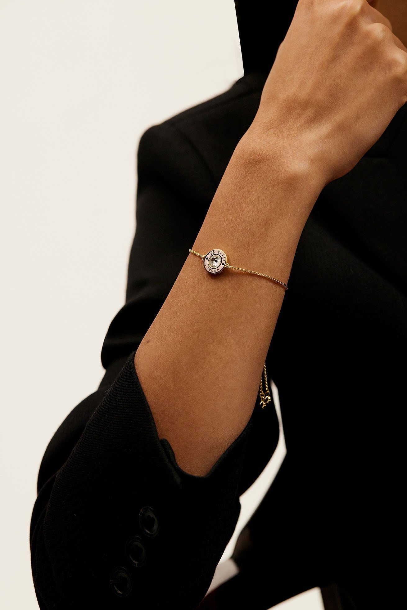 Cherla Crystal Button Adjustable Bracelet Gold