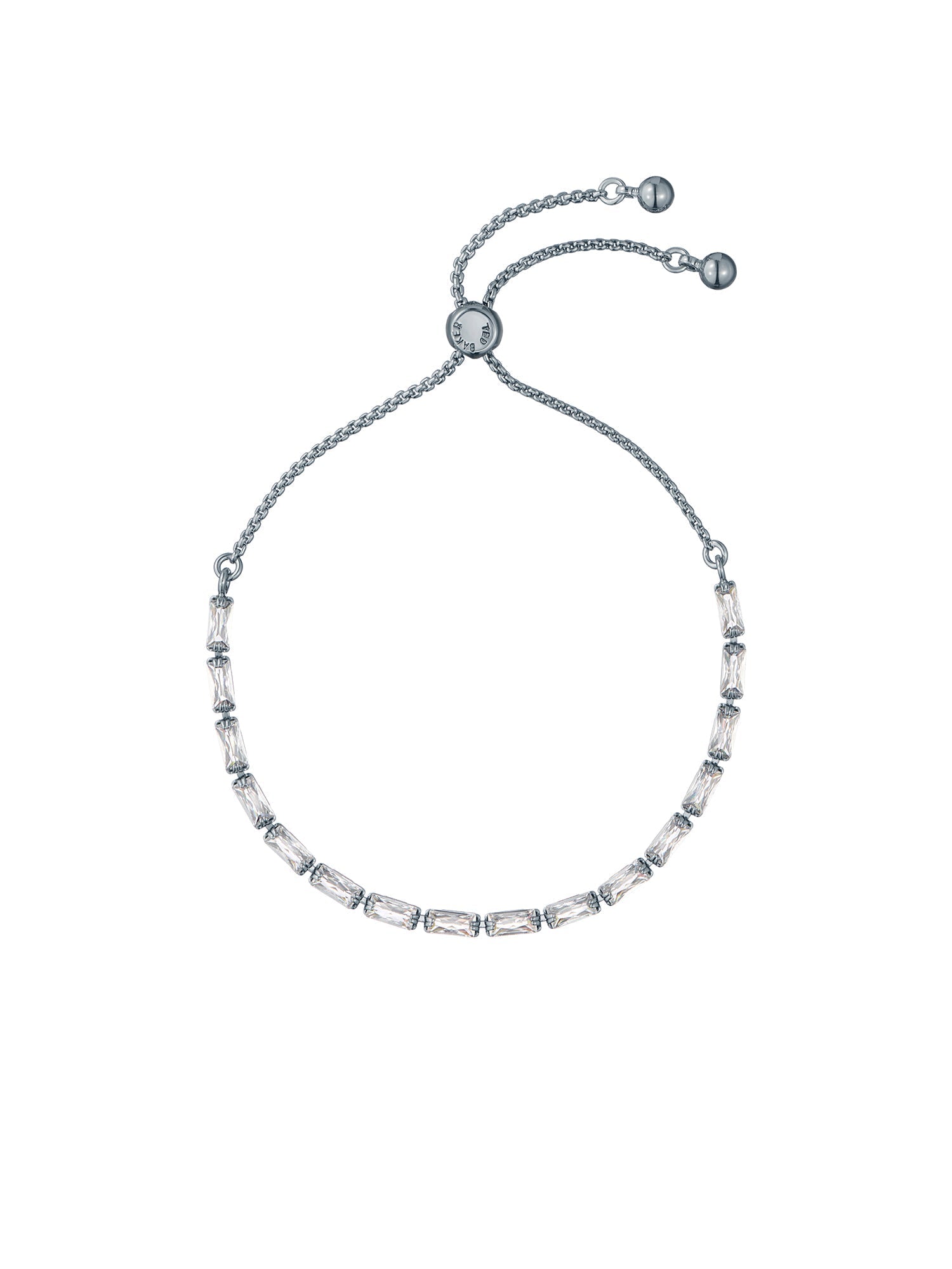 Isela Crystal Baguette Slinky Adjustable Silver