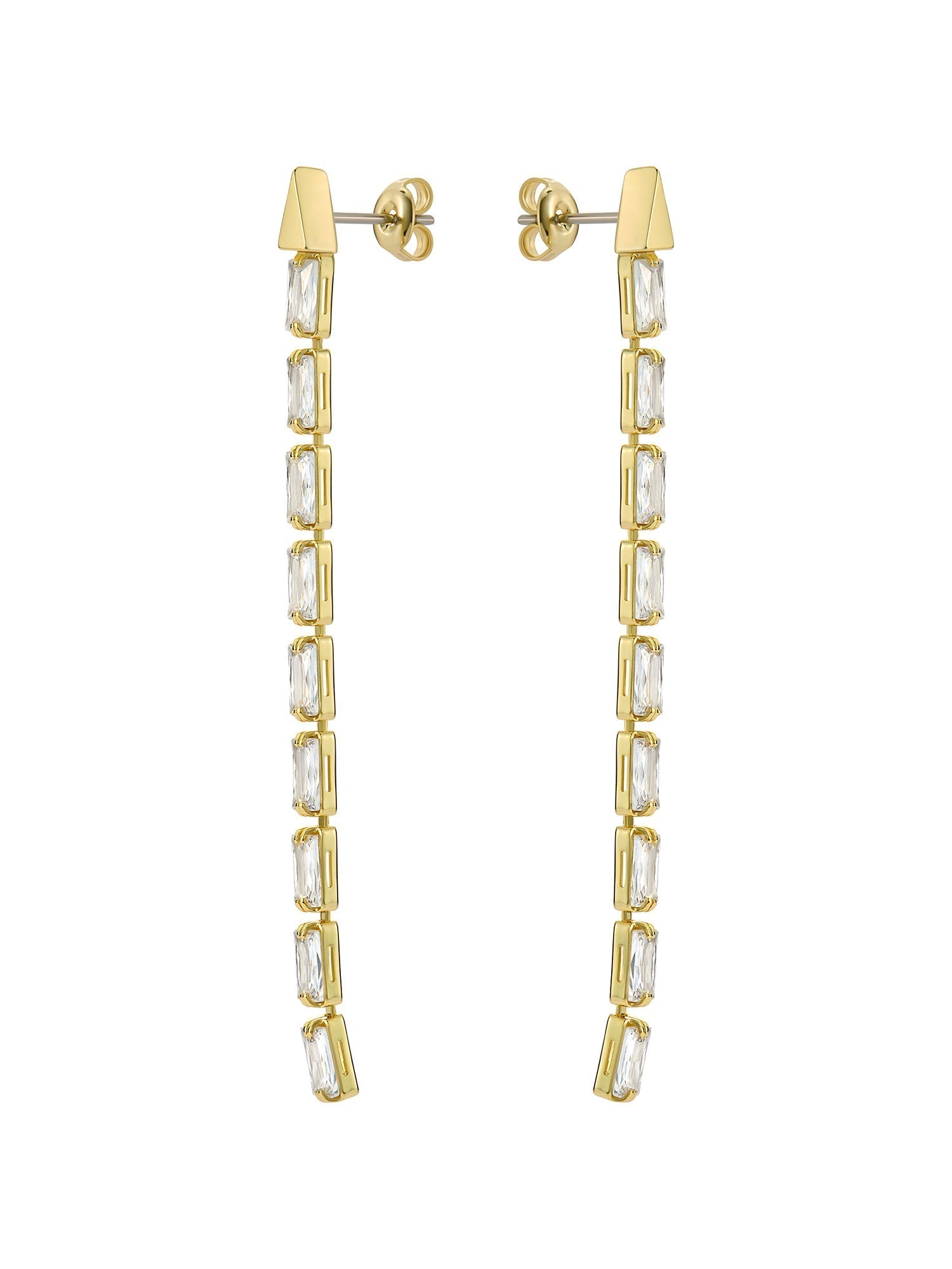 Isalie Crystal Baguette Slinky Drop Earring Gold