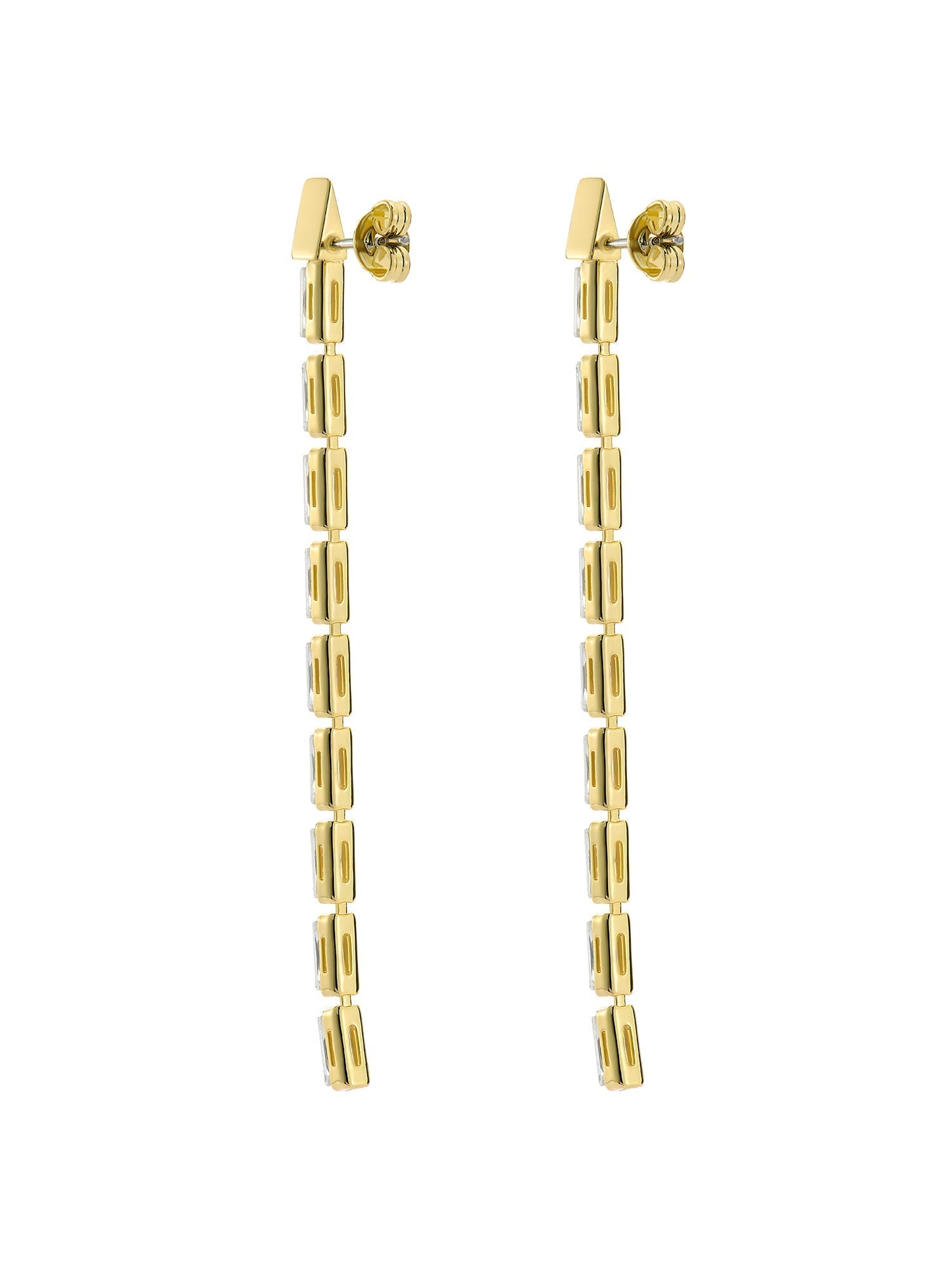 Isalie Crystal Baguette Slinky Drop Earring Gold
