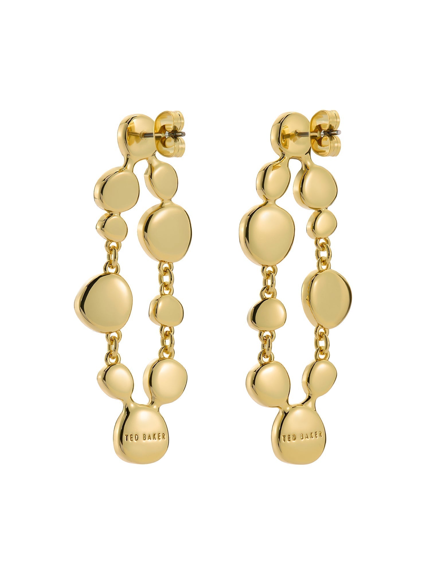 Perial Pebble Stone Statement Drop Earrings Lt-Pink-Gold