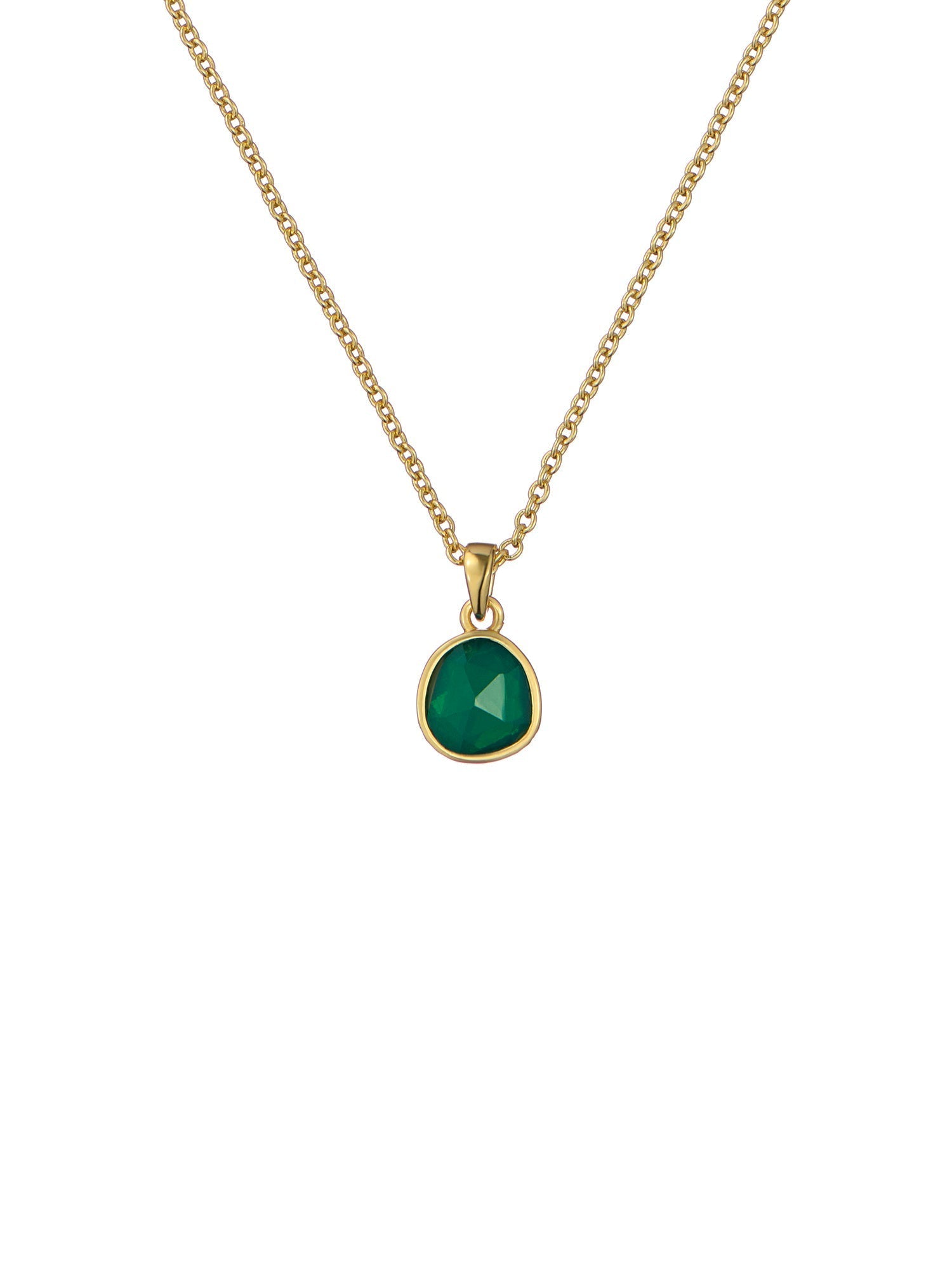 Peralia Pebble Stone Pendant Necklace Green-Gold