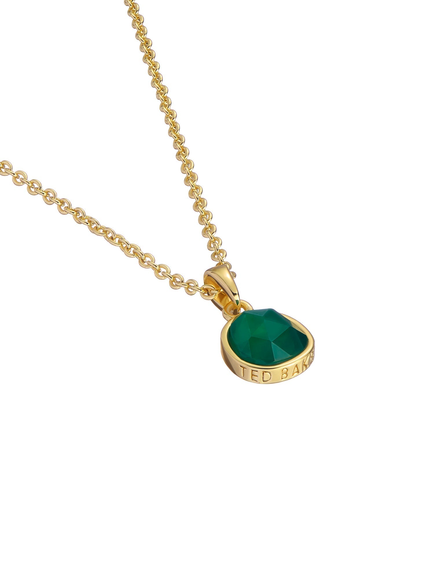 Peralia Pebble Stone Pendant Necklace Green-Gold