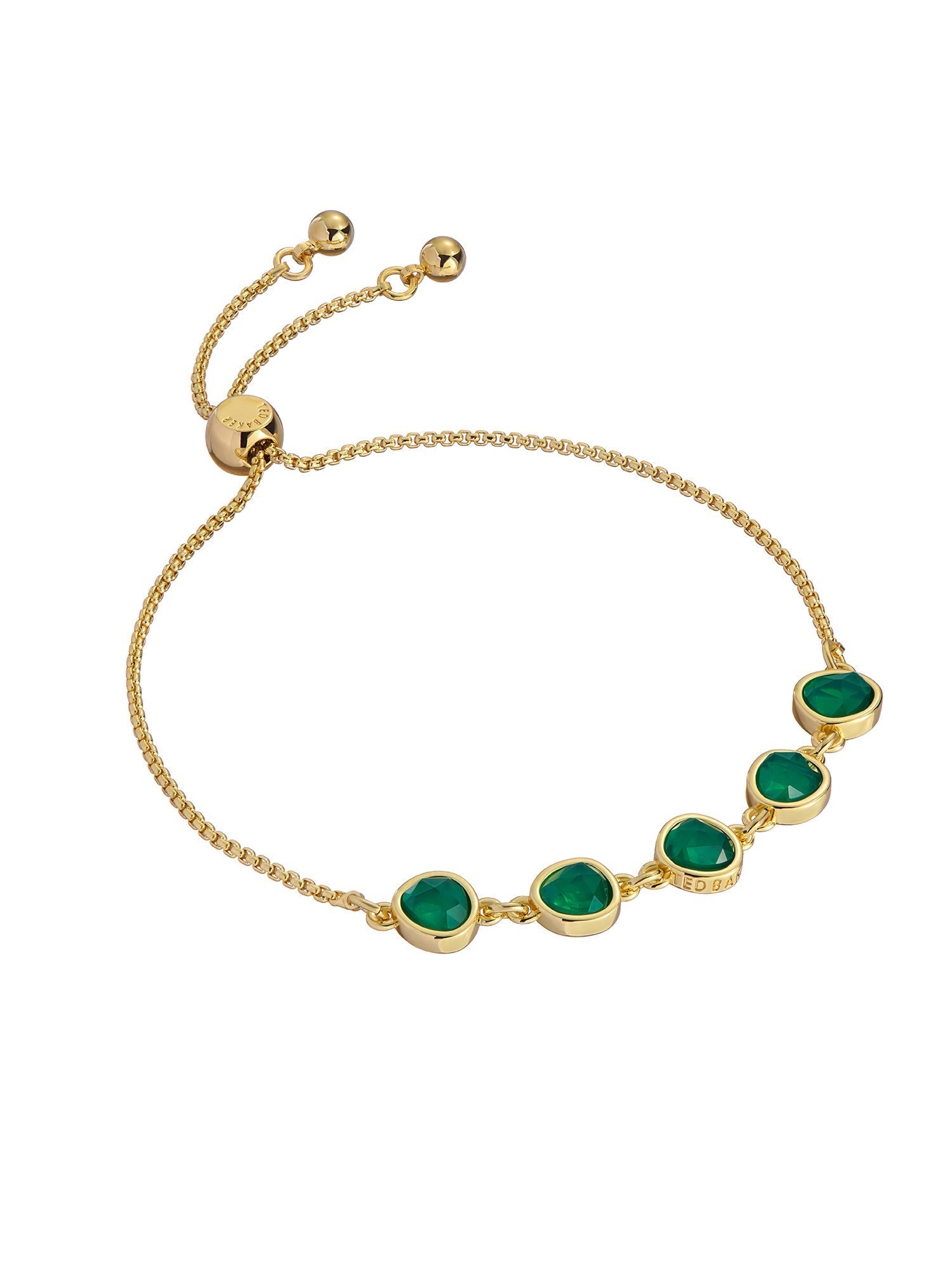Pelra Pebble Stone Adjustable Bracelet Green-Gold