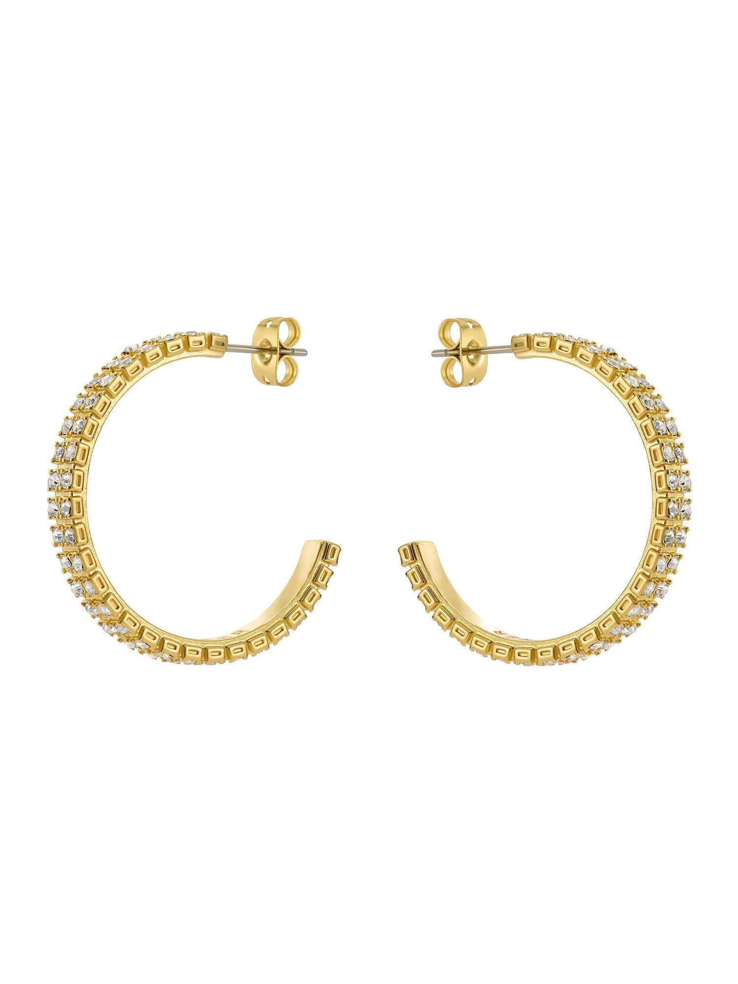 Mellia Medium Double Crystal Hoop Earring Gold