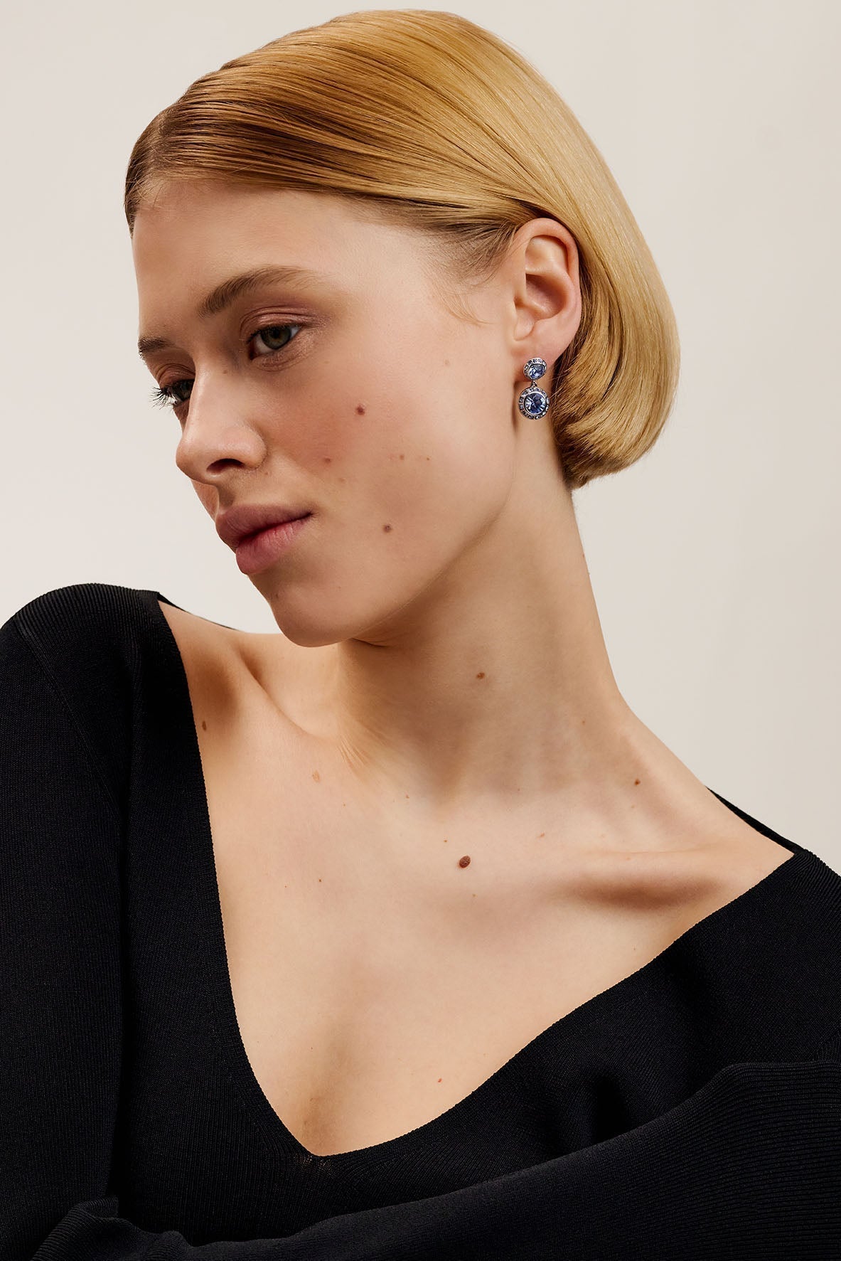 Sollia Solitaire Sparkle Crystal Drop Earrings Lt-Blue-Silver