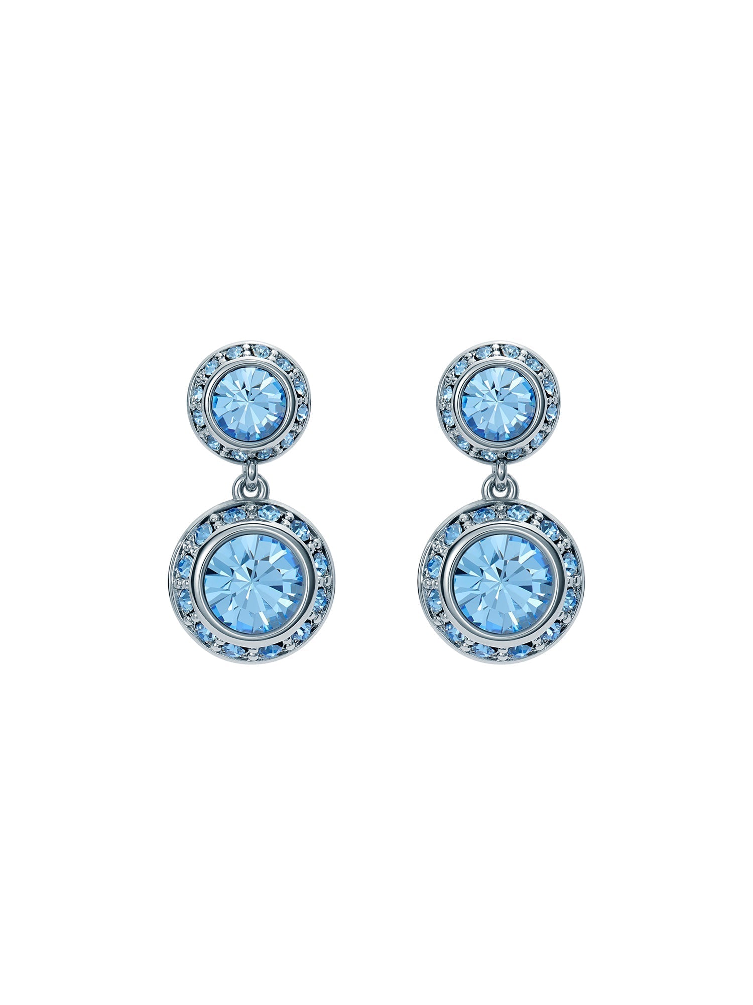 Sollia Solitaire Sparkle Crystal Drop Earrings Lt-Blue-Silver