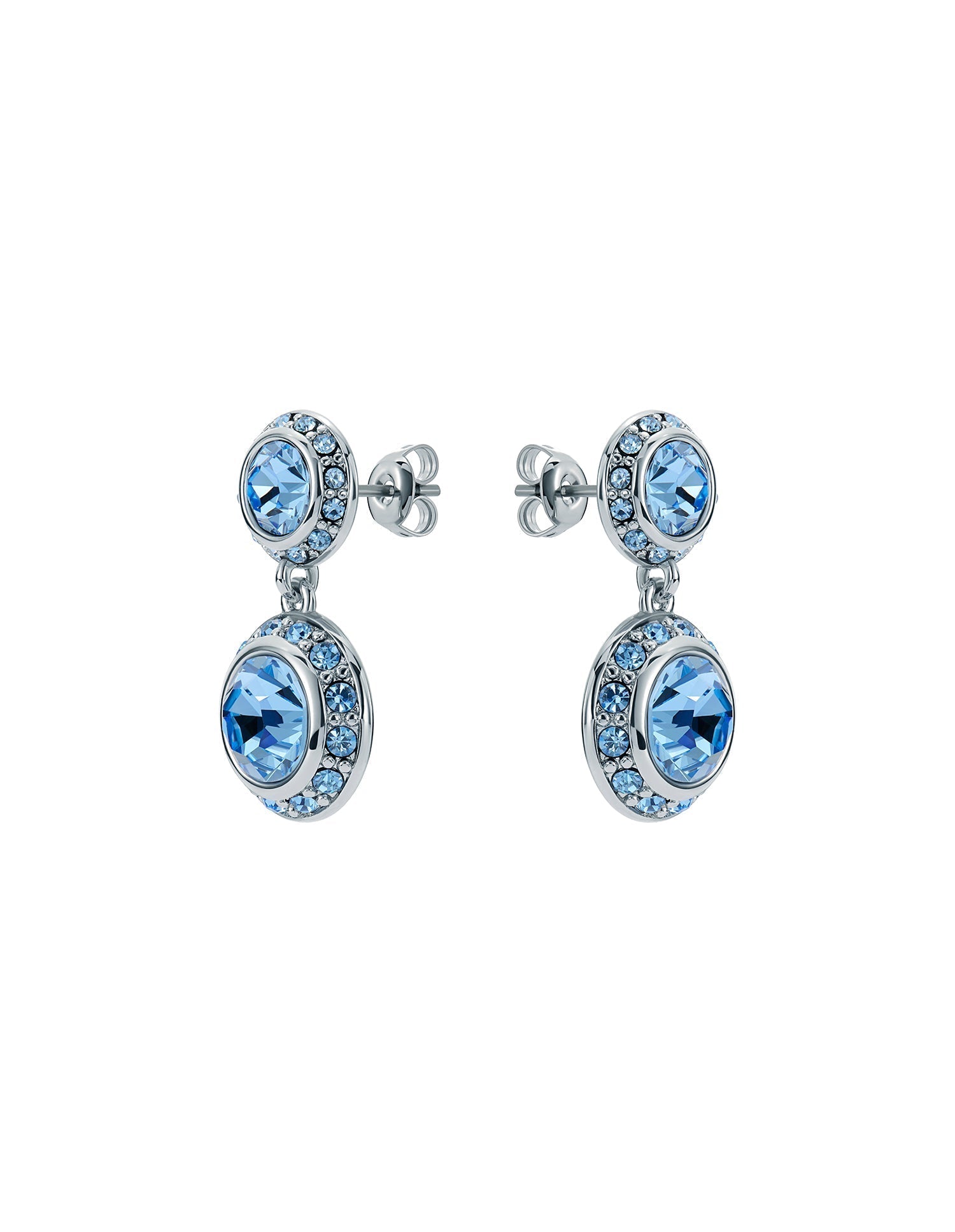 Sollia Solitaire Sparkle Crystal Drop Earrings Lt-Blue-Silver
