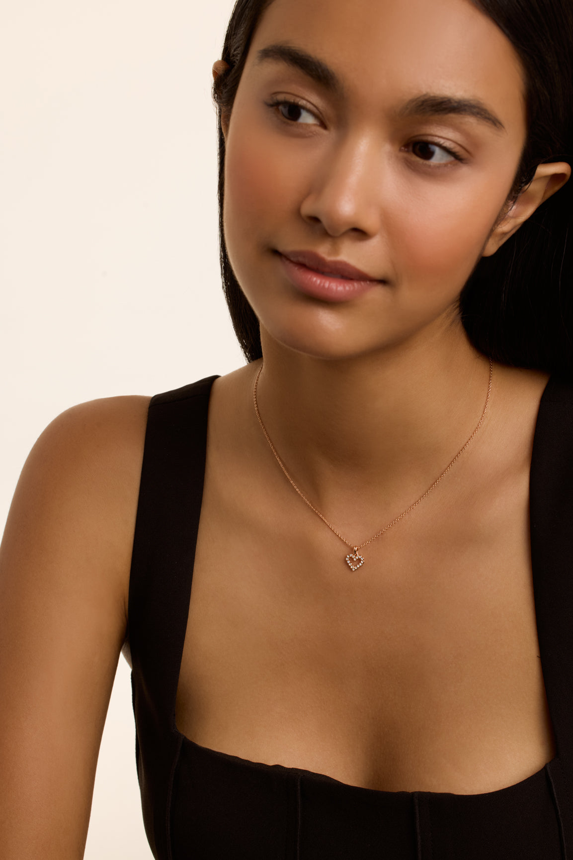 Amore Crystal Halo Heart Pendant Necklace Rosegd