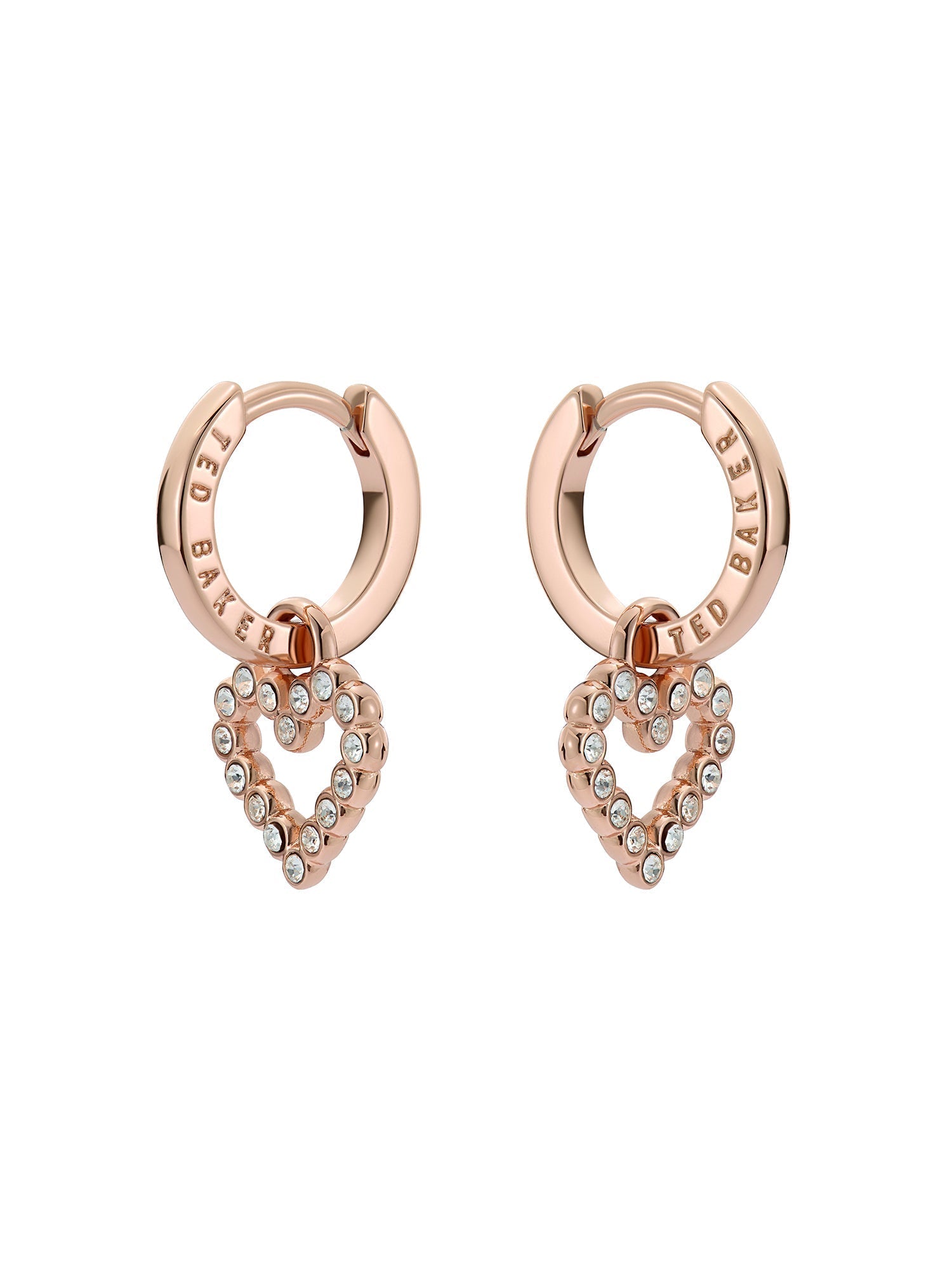 Amora Crystal Halo Heart Huggie Earring Rosegd